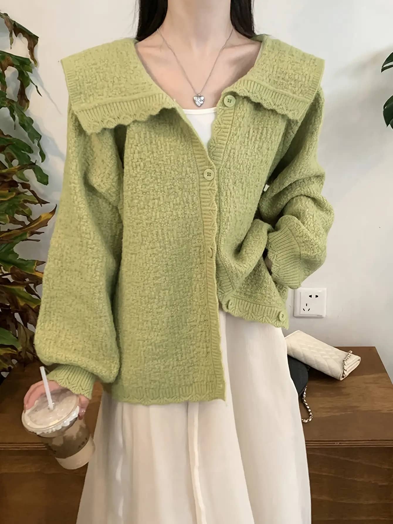 【全店30％OFF引き換え証】【ビッグ色合い】ジレー レディース 春 秋 編み物 羽織り 襟付き添い人 前食い違い 名取り草 長袖 音の大きさ袖 ゆったり 気が大きい大きさ 体型押しかぶせる 二の腕押しかぶせる 着痩せ 伸縮性 伸ばすこと 洗える 執務室 通い 心地よい