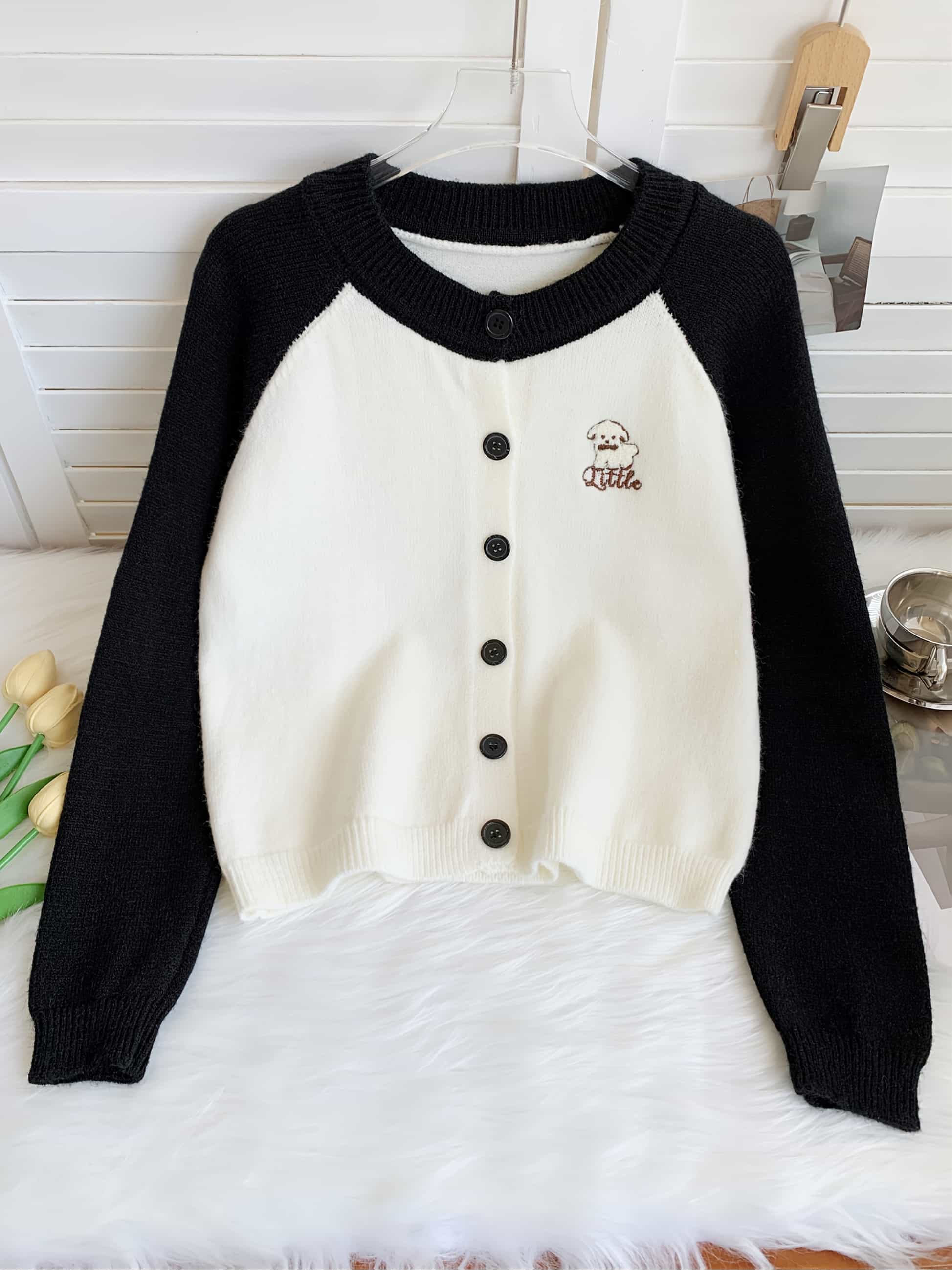 【全店30％OFF引き換え証】【壱お父ちゃん刺しゅう】 ジレー レディース 編み物 スウェーター 前食い違い 労働者の一団のど首 丸首 ラグラン捩り 色彩設計 バイ色合い 犬 毛の荒物 刺しゅう トップス 羽織り 重ね着 パステル色の 体型押しかぶせる 着痩せ 成年者好いたらしい カジュ