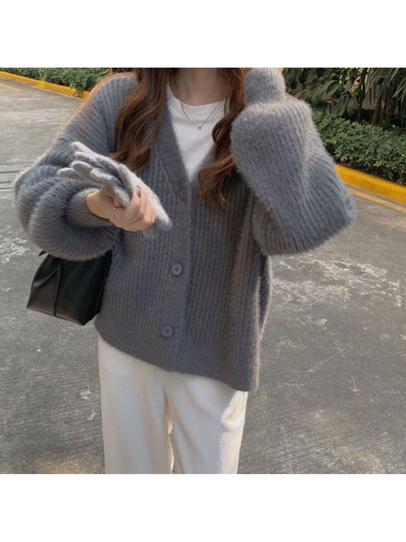 【全店30％OFF引き換え証】編み物 ジレー レディース Vのど首 シャギー ミンクのコート触れ合う 羽織り トップス スウェーター 前食い違い 長袖 音の大きさ捩り 厚地の外套大きさ ビッグ影ぼうし ゆったり 体型押しかぶせる 着痩せ 生あたたかい パステル色の ふわふわ