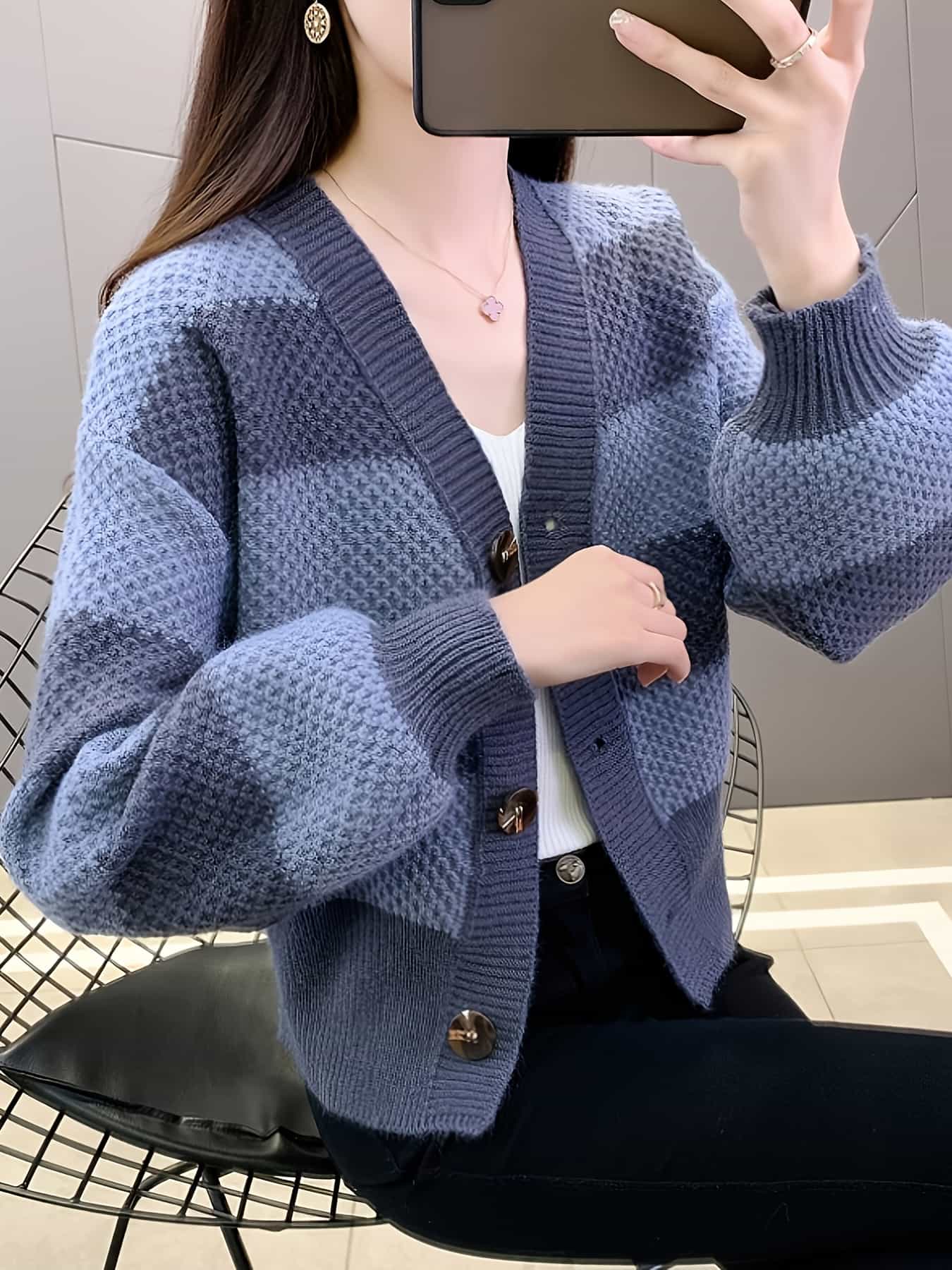 【全店30％OFF引き換え証】【色彩設計編み物】ジレー レディース Vのど首 バイ色合い 間借り人 編み物 トップス 羽織り 前食い違い 名取り草 長袖 スウェーター ゆったり 厚地の外套大きさ ビッグ影ぼうし 体型押しかぶせる 着痩せ 割れ易い押し出し 二の腕押しかぶせる ゆる