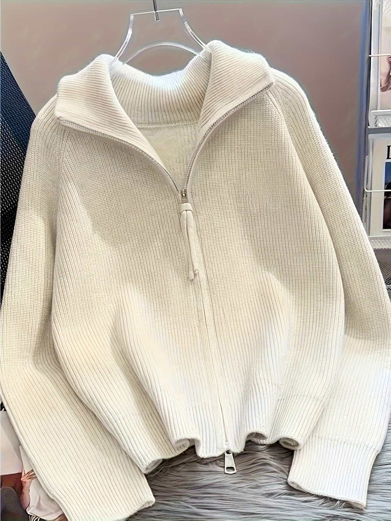 【全店30％OFF引き換え証】【Wジップ×照明ランプのど首】編み物 ジレー レディース ジップアップ スウェーター トップス 羽織り 襟付き添い人 前食い違い 畦編み リブニット 朦々たる 洗える ウォッシャブル 体型押しかぶせる 着痩せ 割れ易い押し出し 二の腕押しかぶせる パステル色の