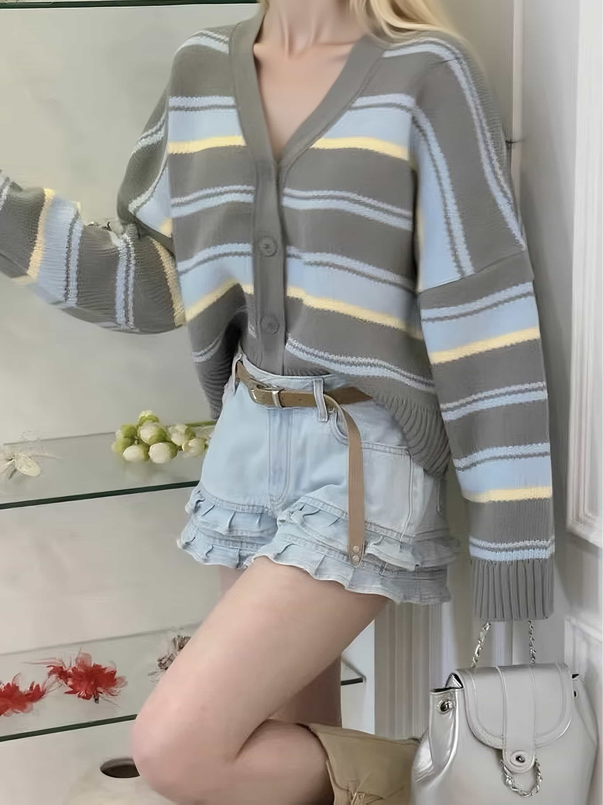 【全店30％OFF引き換え証】【もっちりもの柔らか】ジレー レディース 編み物 間借り人 Vのど首 色彩設計 レトロ ゆったり スウェーター 羽織り 前食い違い 長袖 ビッグ影ぼうし 厚地の外套大きさ 体型押しかぶせる 着痩せ 細押し出し 割れ易い見せ 二の腕押しかぶせる カジュア