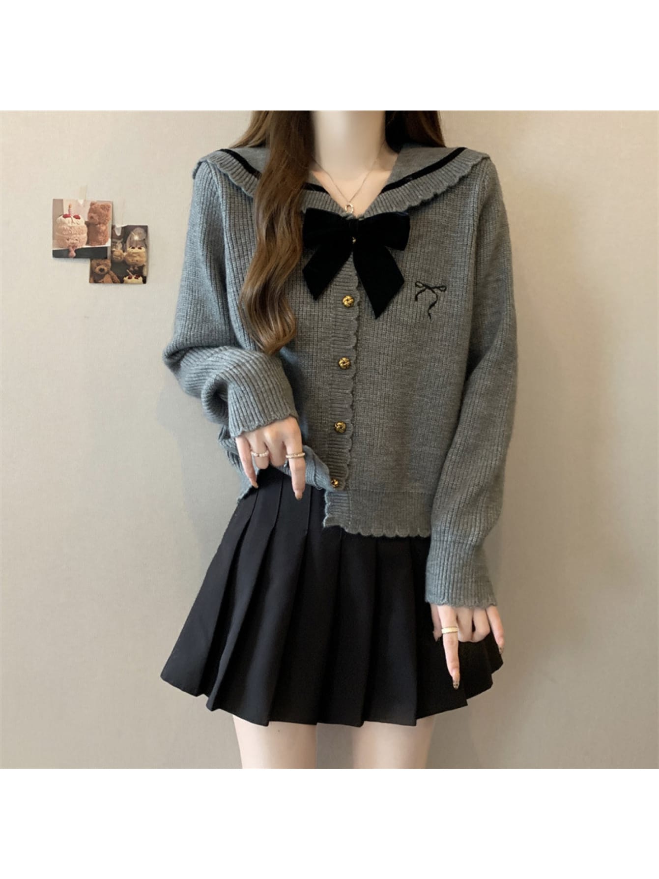 【全店30％OFF引き換え証】【乗り組み員色合い】 ジレー レディース 編み物 スウェーター ビッグシュロの葉 リボン結び トップス 前食い違い 長袖 羽織り 軽アウター 好いたらしいめ 成年者好いたらしい ガーリー 女子らしい 仕掛地雷系 量産型 韓国風 流行り物 ユニフォーム風 通