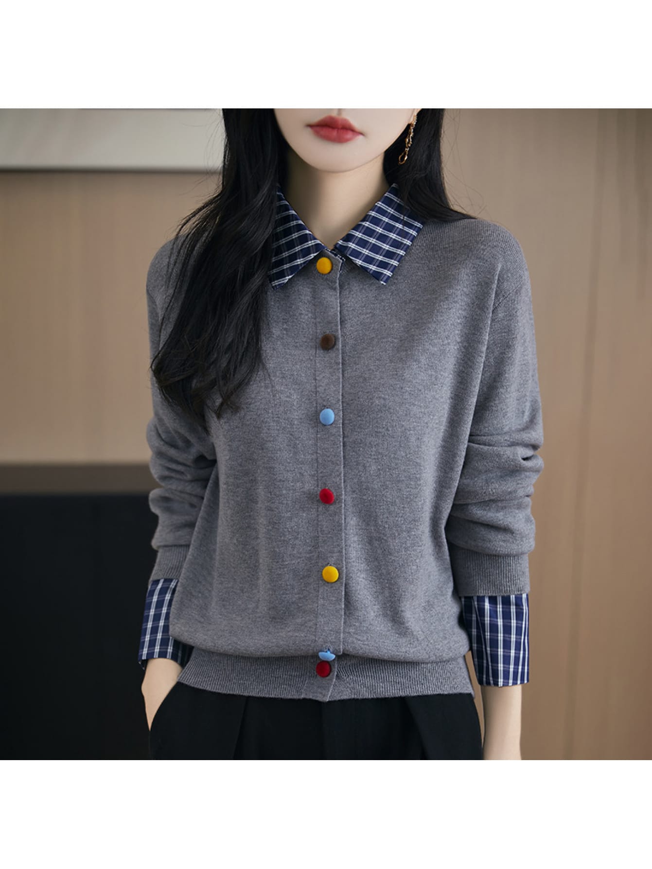 【全店30％OFF引き換え証】【重ね着風】 編み物 レディース スウェーター フェイクレイヤード プルオーバー 襟付き添い人 読み合わせる柄 縛 トップス 異原料品 うつり変わり 長袖 派手名取り草 ティーシャツ 好いたらしいめ 成年者好いたらしい 執務室心地よい 通い オフィ