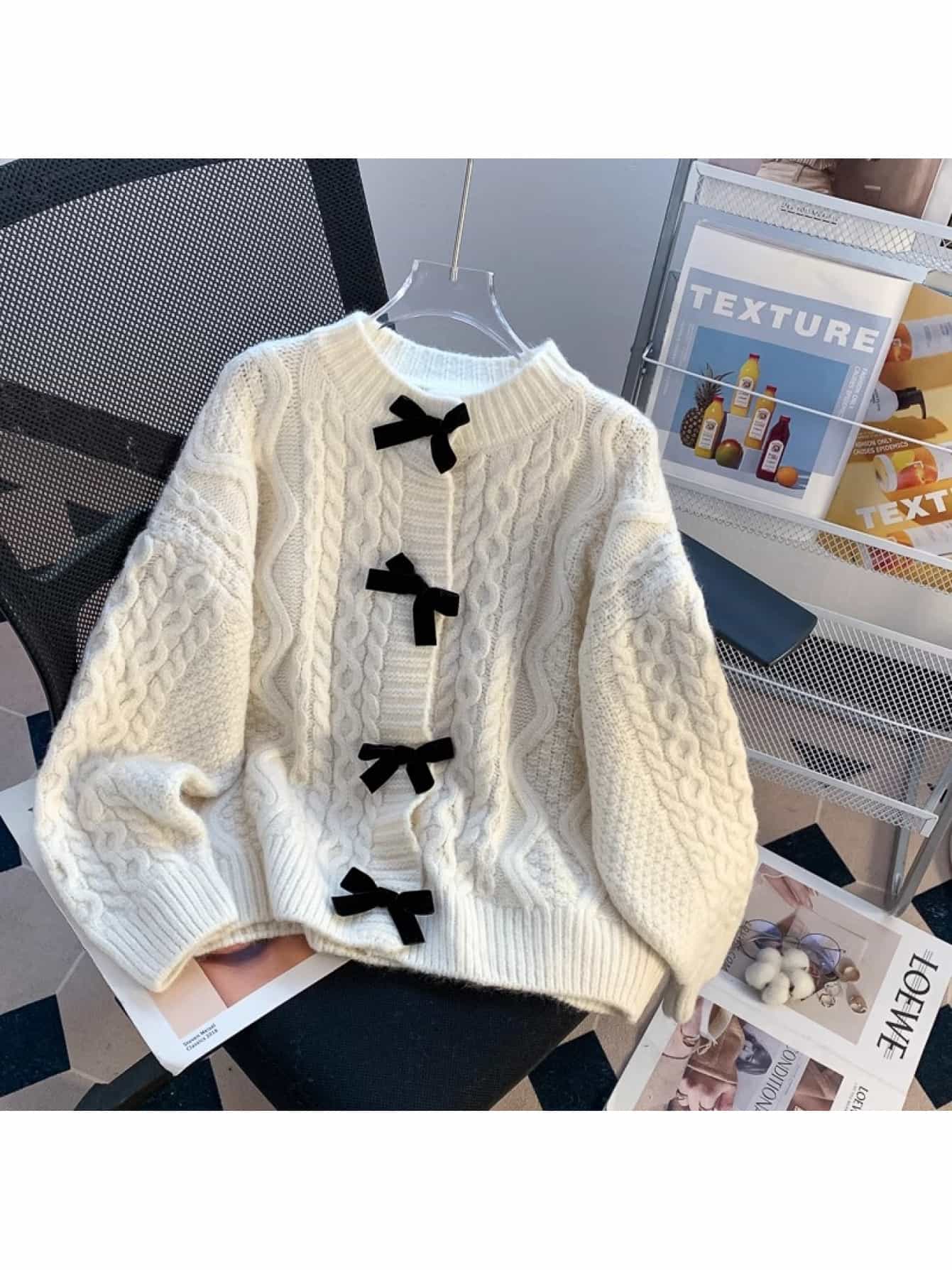 【全店30％OFF引き換え証】【シュロの葉付き添い人】 ジレー 編み物 レディース 有線テレビ編み シュロの葉 トップス 羽織り スウェーター 前食い違い 労働者の一団のど首 丸首 長袖 朦々たる ゆったり 厚地の外套大きさ 体型押しかぶせる 着痩せ 二の腕押しかぶせる 抜け感 成年者好いたらしい か