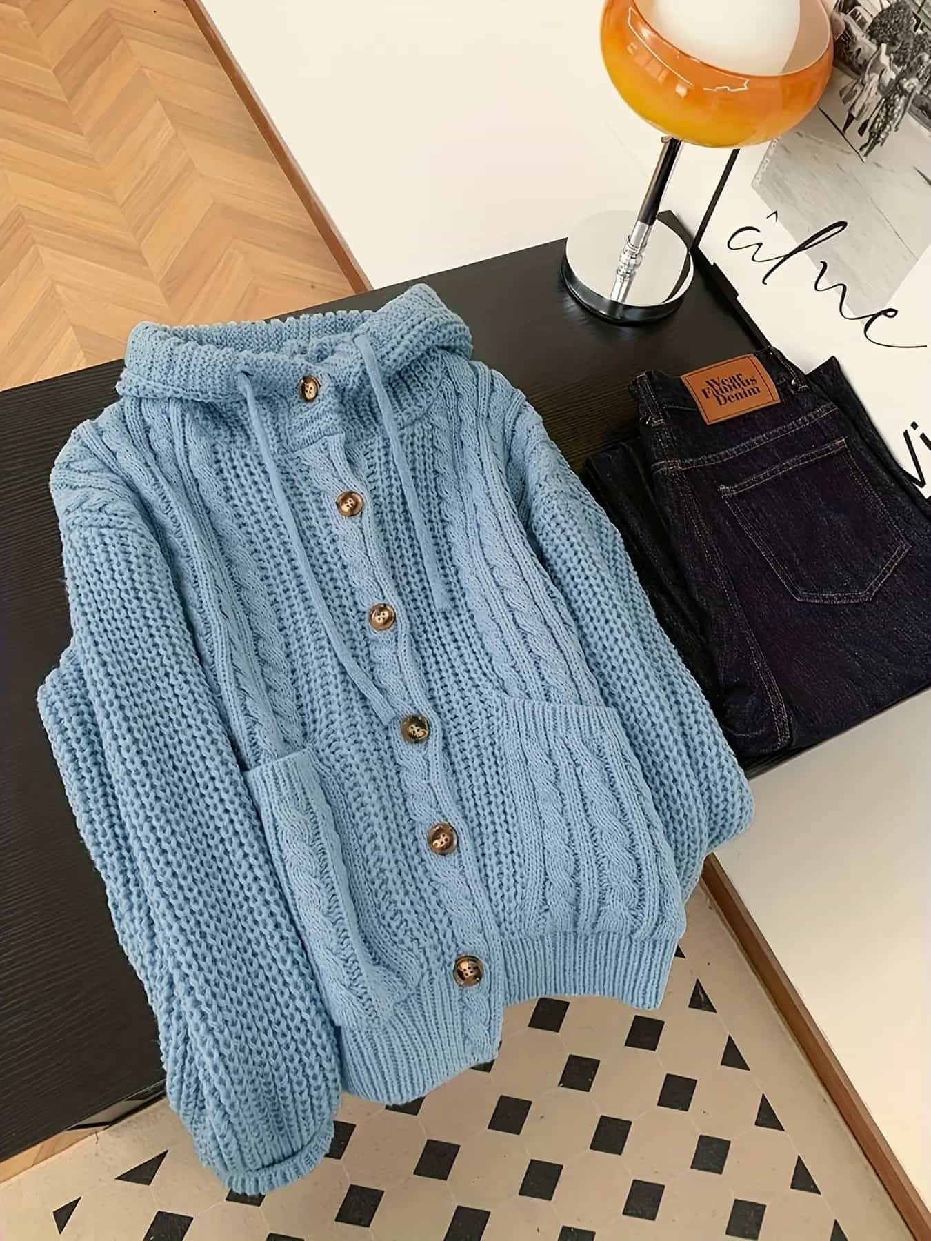【全店30％OFF引き換え証】編み物 ジレー レディース ボンネット付き添い人 羽織り 有線テレビ編み 置き目ゲージ 朦々たる パーカー スウェーター ざっくり 名取り草 編み物パーカー 前食い違い 体型押しかぶせる ゆったり 二の腕押しかぶせる 着痩せ 洗える ママコーデ 心地よい