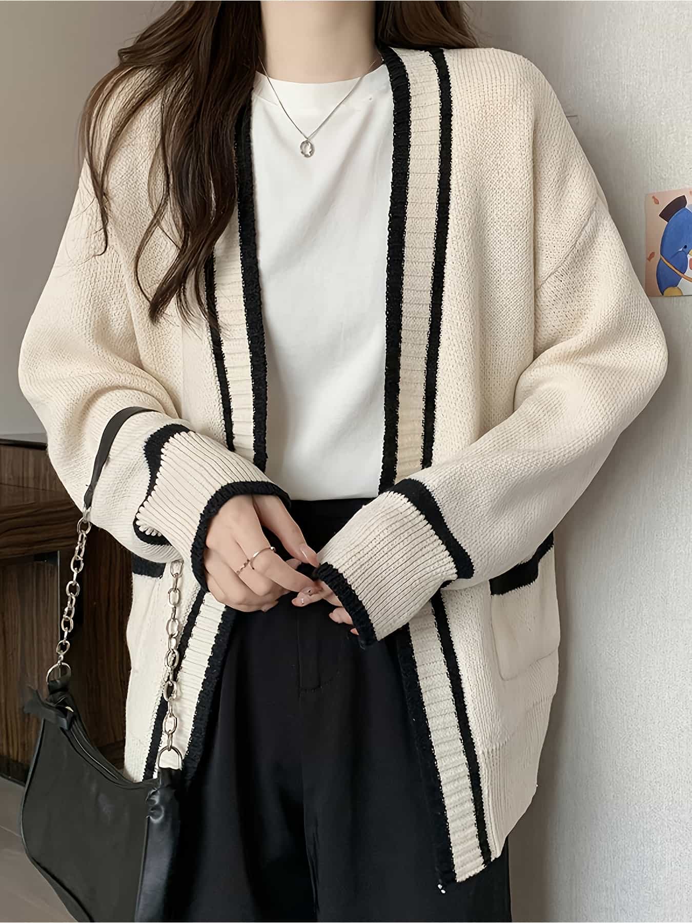 【全店30％OFF引き換え証】【色彩設計生産ライン】 ジレー レディース 秋冬 編み物 羽織り バイ色合い Ｖのど首 長袖 前食い違い ゆったり 厚地の外套大きさ ビッグ影ぼうし 体型押しかぶせる 着痩せ お尻が隠れる 二 de 腕押しかぶせる ゆる編み物 トップス 抜