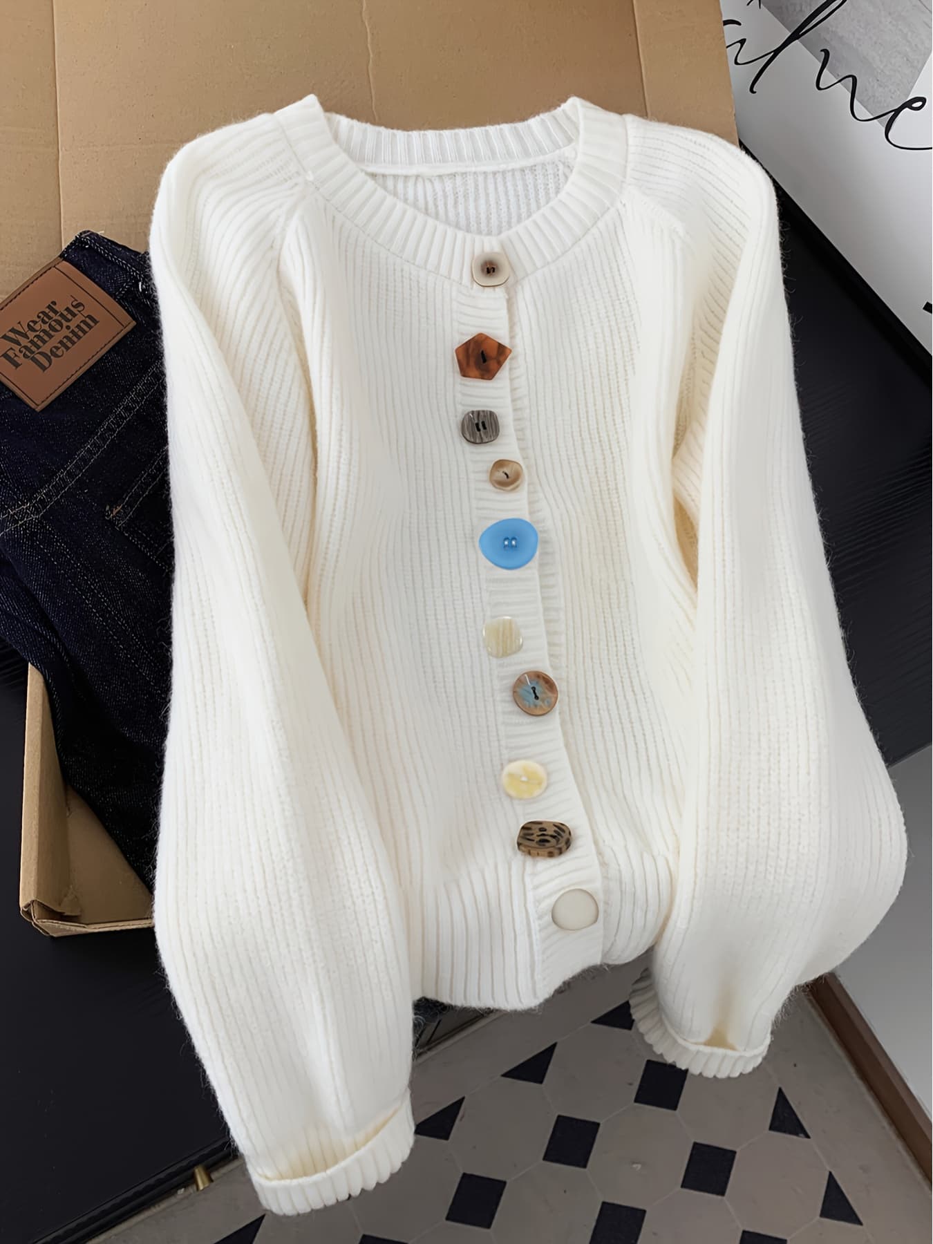 【全店30％OFF引き換え証】【派手名取り草】 ジレー 編み物 レディース トップス スウェーター 羽織り 前食い違い 労働者の一団のど首 丸首 長袖 リブニット 朦々たる 畔編み風 ゆったり 厚地の外套大きさ ビッグ影ぼうし 音の大きさ袖 体型押しかぶせる 二の腕カ