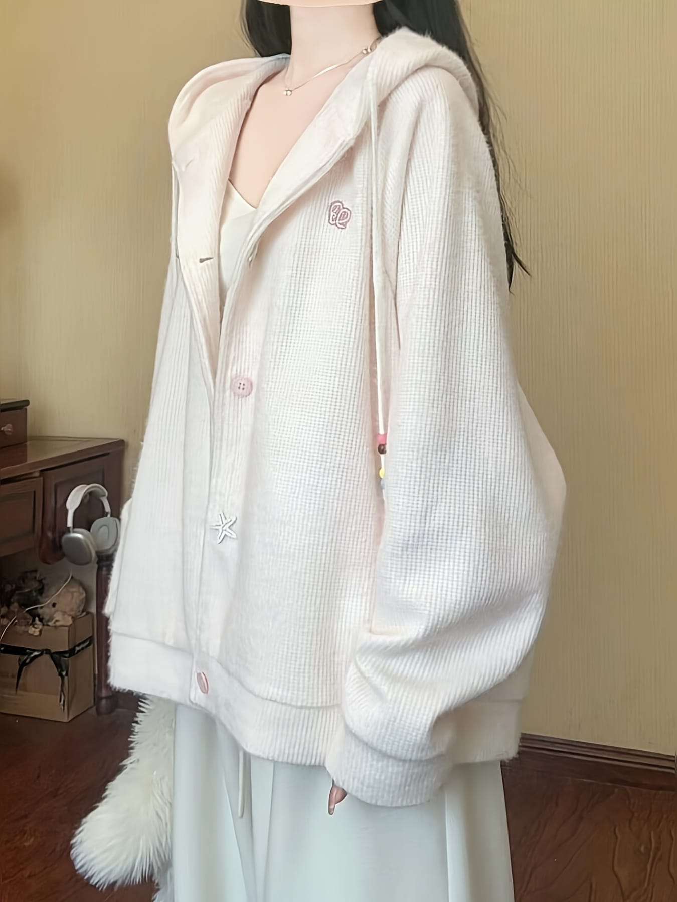 【全店30％OFF引き換え証】【ゆるふわ好いたらしい】 ジレー レディース 編み物 ボンネット付き添い人 パーカー 羽織り アウター スウェーター ニットカーデ トップス 前食い違い 2025 春 秋 冬 厚地の外套大きさ ビッグ影ぼうし ゆったり 体型押しかぶせる 着痩せ