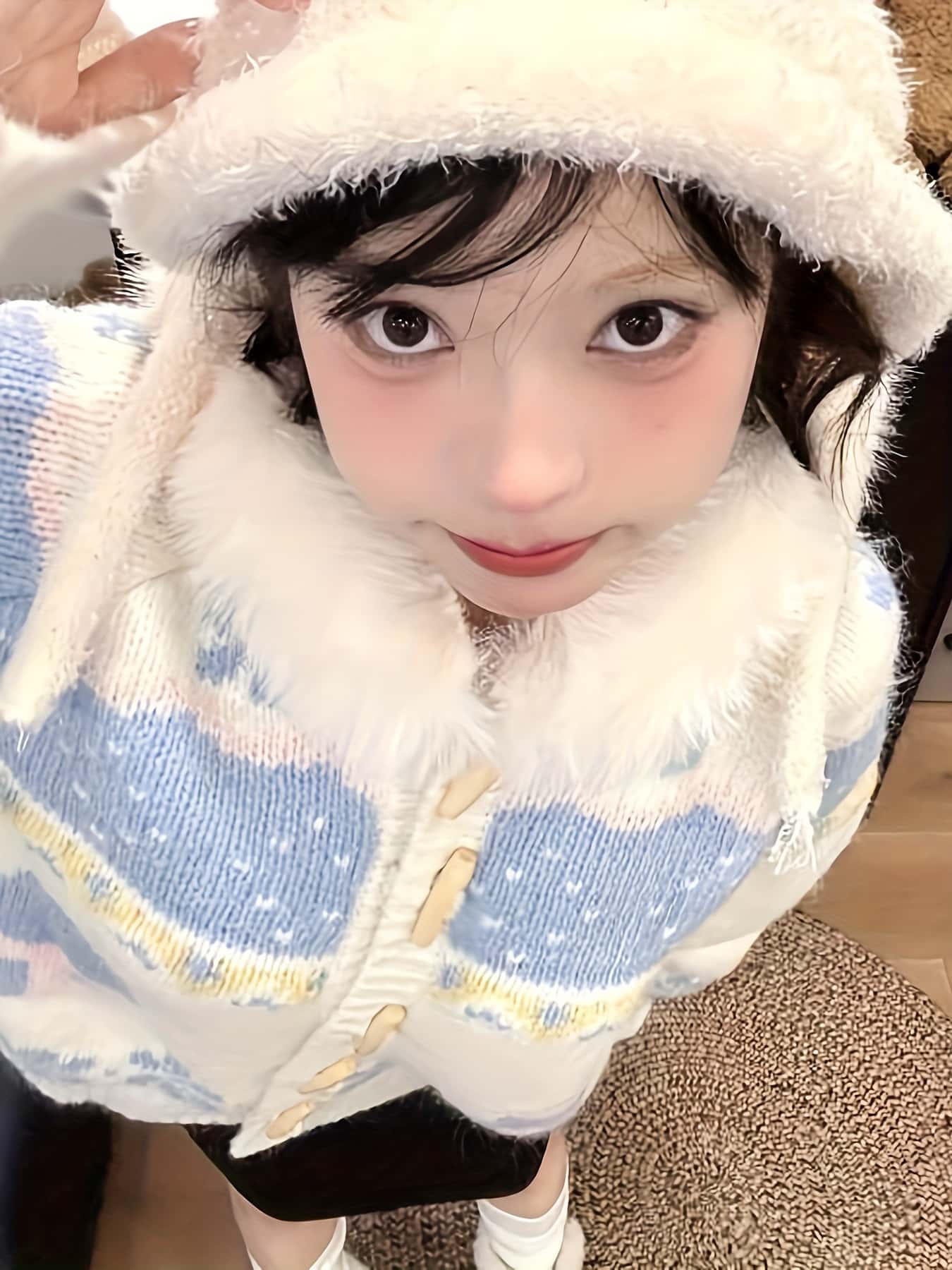 【全店30％OFF引き換え証】【成年者好いたらしい】 フェアアイル 編み物 ジレー レディース 朦々たる ボンネット付き添い人 毛皮 ダッフルコート風 スウェーター トップス ノース柄 ざっくり ゆる編み物 羽織り 生あたたかい 保温 防寒 体型押しかぶせる 長袖 前食い違い カ