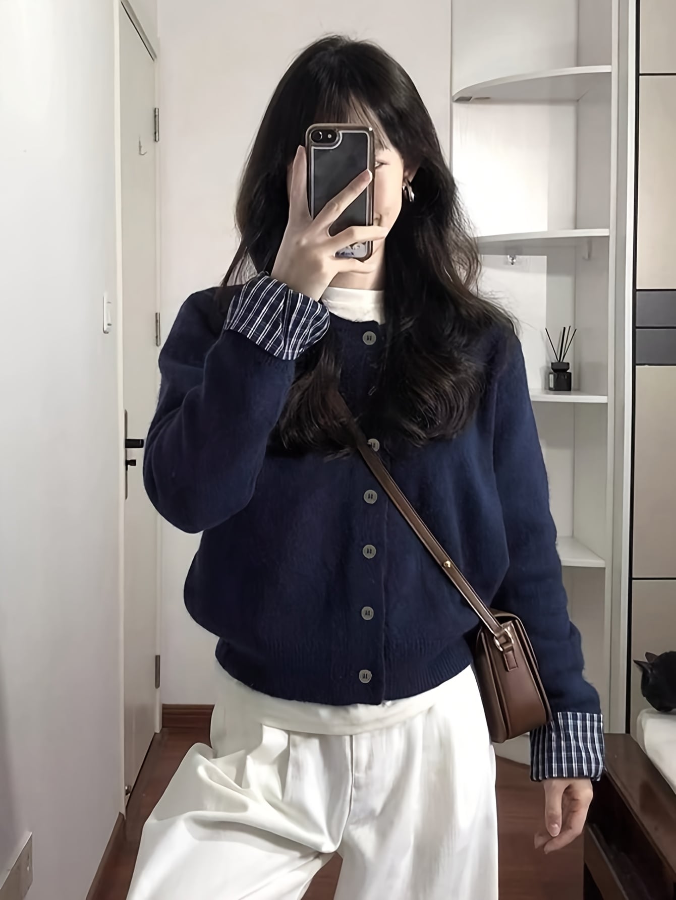 【全店30％OFF引き換え証】【花の冠yd風】 ジレー レディース 編み物 トップス 袖うつり変わり 縞模様 読み合わせる 異原料品 縛 重ね着風 労働者の一団のど首 丸首 長袖 前食い違い スウェーター 羽織り 事務服 執務室 通い OL 心地よい き