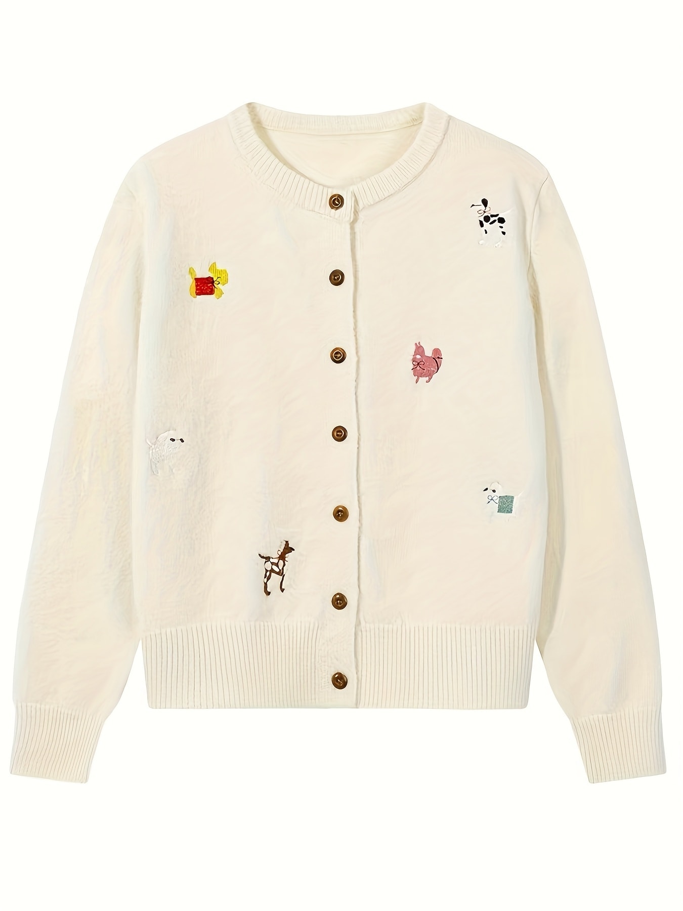【全店30％OFF引き換え証】【成年者好いたらしい】ジレー レディース 編み物 スウェーター トップス 犬 刺しゅう 毛の荒物 労働者の一団のど首 長袖 羽織り 前食い違い ゆるめ 体型押しかぶせる 着痩せ 細押し出し 韓国風 パステル色の ふんわり 春 秋 冬 重ね着 心地よい オ