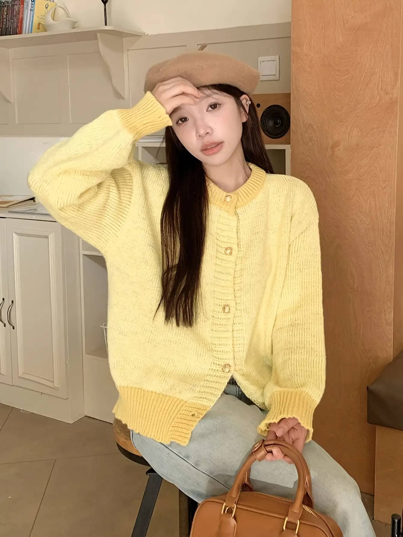 【全店30％OFF引き換え証】ジレー レディース 編み物 スウェーター 羽織り 色彩設計 バイ色合い 労働者の一団のど首 丸首 名取り草 トップス 長袖 朦々たる 生あたたかい ゆったり 体型押しかぶせる 着痩せ パステル色の 論なく論なく 洗える 好いたらしいめ 心地よい 成年者好いたらしい オ