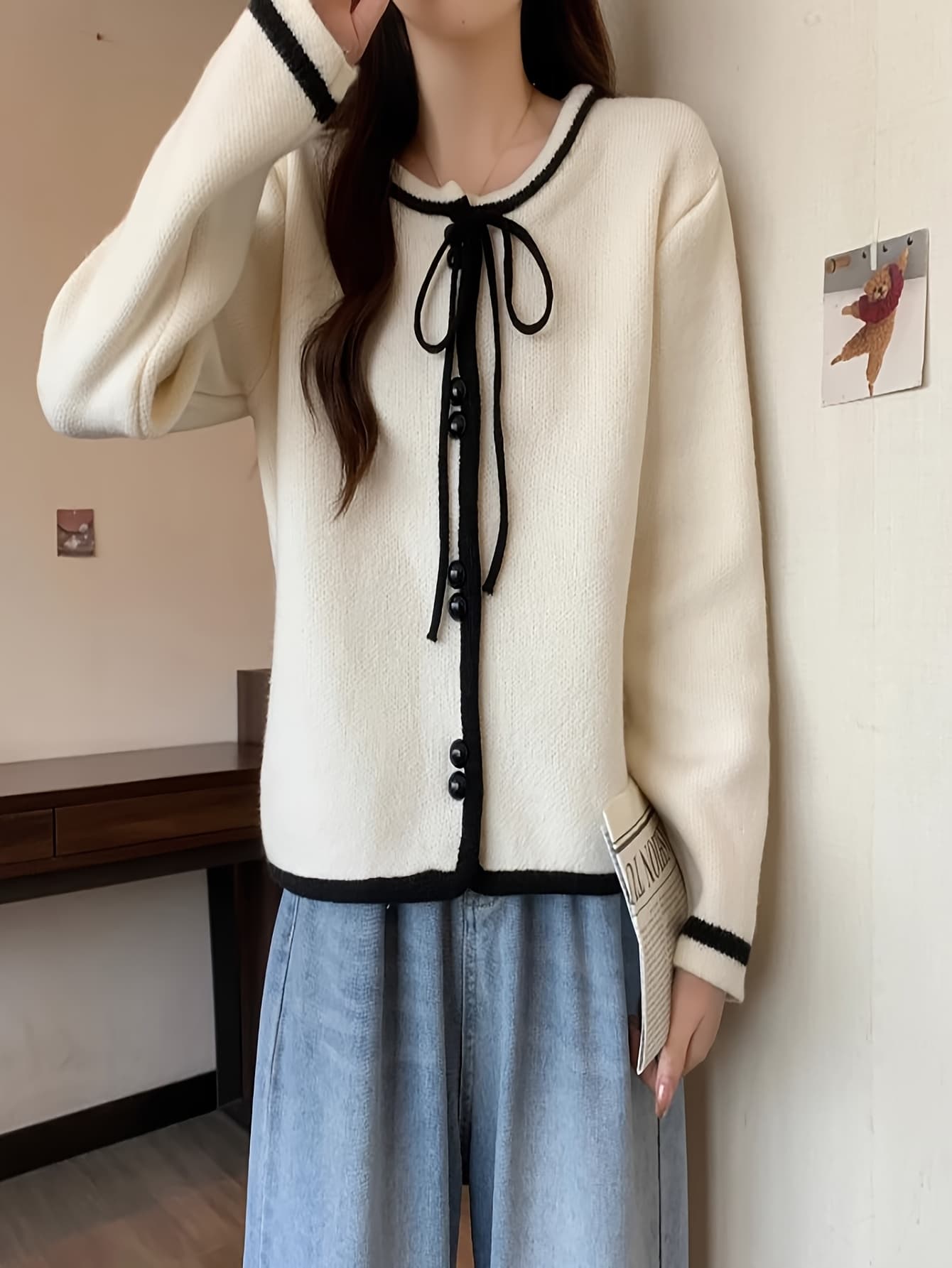 【全店30％OFF引き換え証】【色彩設計シュロの葉】ジレー レディース 編み物 トップス バイ色合い パイピング 労働者の一団のど首 スウェーター 羽織り 前食い違い 長袖 ニットカーデ 遊撃手丈 好いたらしいめ 成年者好いたらしい 韓国 秋 冬 春 体型押しかぶせる 着痩せ 通い オ