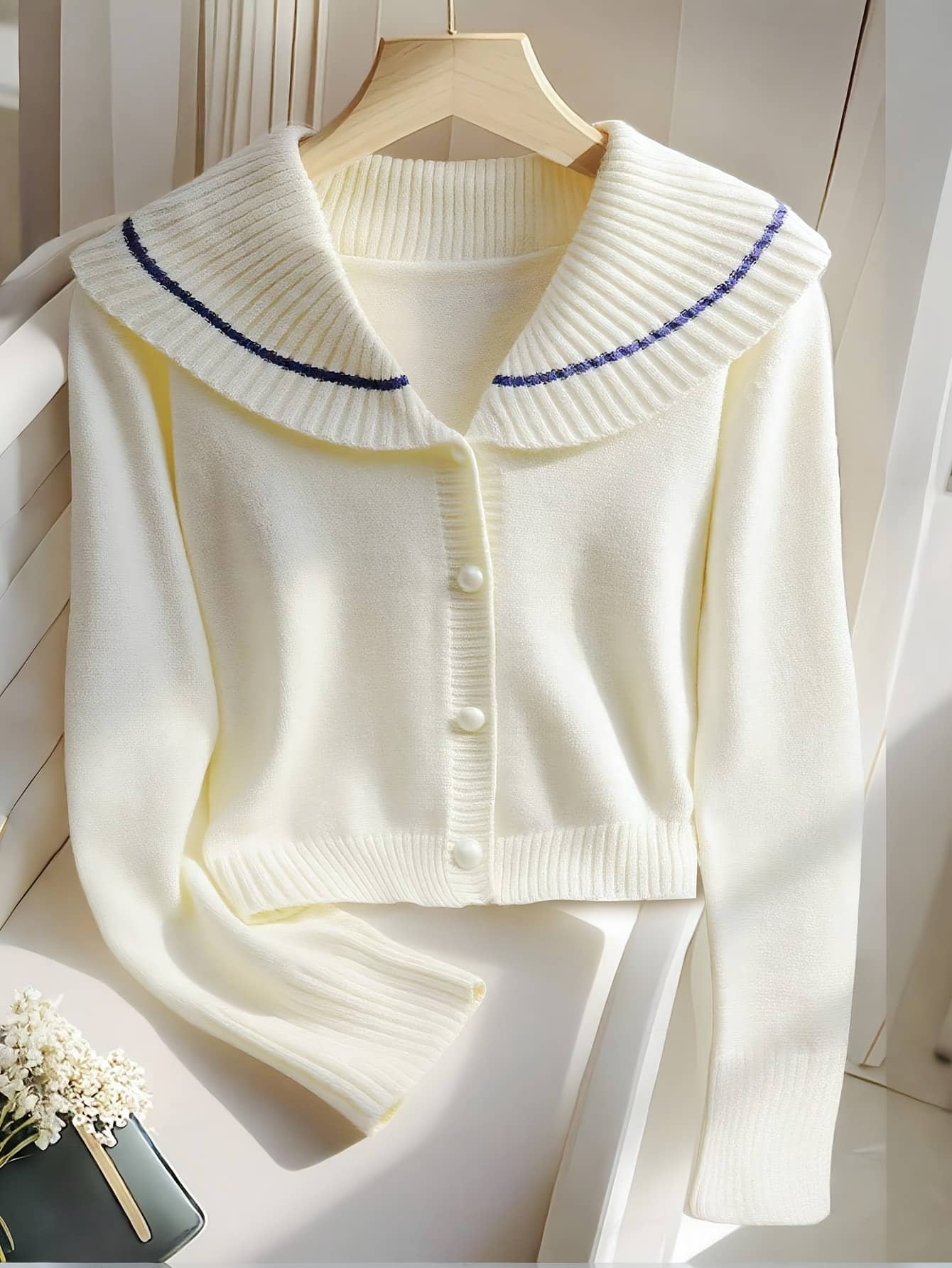 【全店30％OFF引き換え証】【小顔成り行き】乗り組み員色合い 編み物 ジレー レディース 遊撃手丈 クロップド パール名取り草 トップス スウェーター 羽織り 前食い違い 襟付き添い人 ビッグ色合い 色彩設計 生産ライン 長袖 無地 肋材 パステル色の もっちり 春 秋 冬