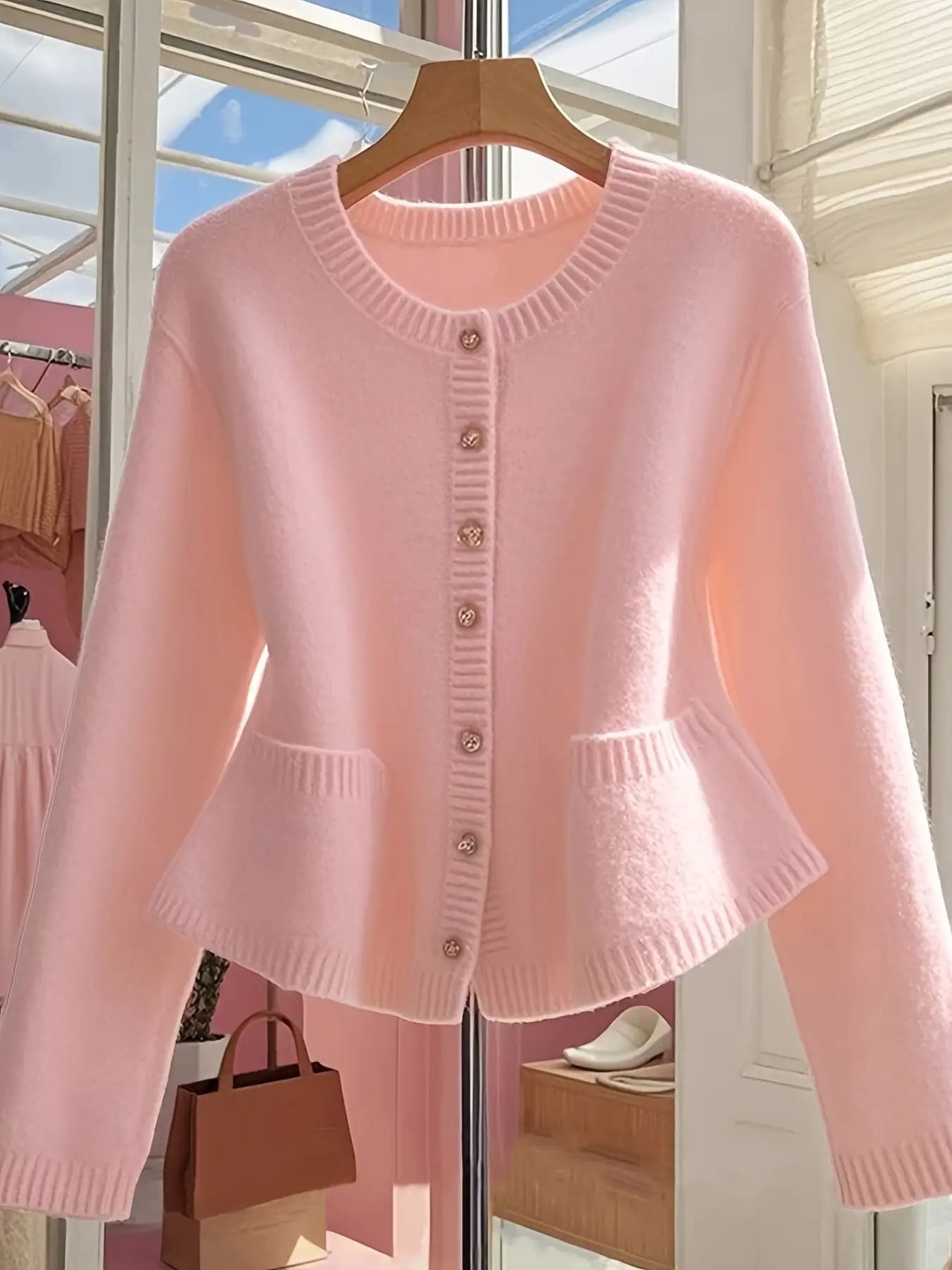 【全店30％OFF引き換え証】【ペプラム青写真】 ジレー レディース 編み物 トップス 羽織り 労働者の一団のど首 丸首 長袖 スウェーター ライトアウター 前食い違い 名取り草 衣嚢 裾太陽フレア 体型押しかぶせる 着痩せ 細押し出し 腰回転運動押しかぶせる 成年者好いたらしい フェミ