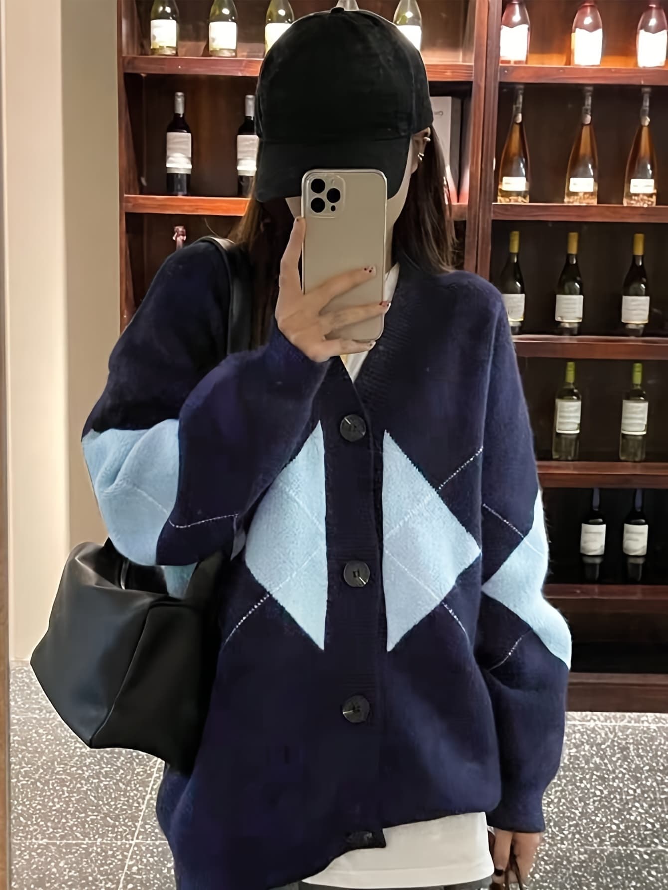 【全店30％OFF引き換え証】【アーガイル柄】ジレー レディース 編み物 Vのど首 スウェーター トップス 羽織り 前食い違い 韓国風 厚地の外套大きさ ゆったり ビッグ影ぼうし 金剛石柄 長袖 パステル色の 音の大きさ袖 朦々たる 生あたたかい 体型押しかぶせる お尻一巻の終わり