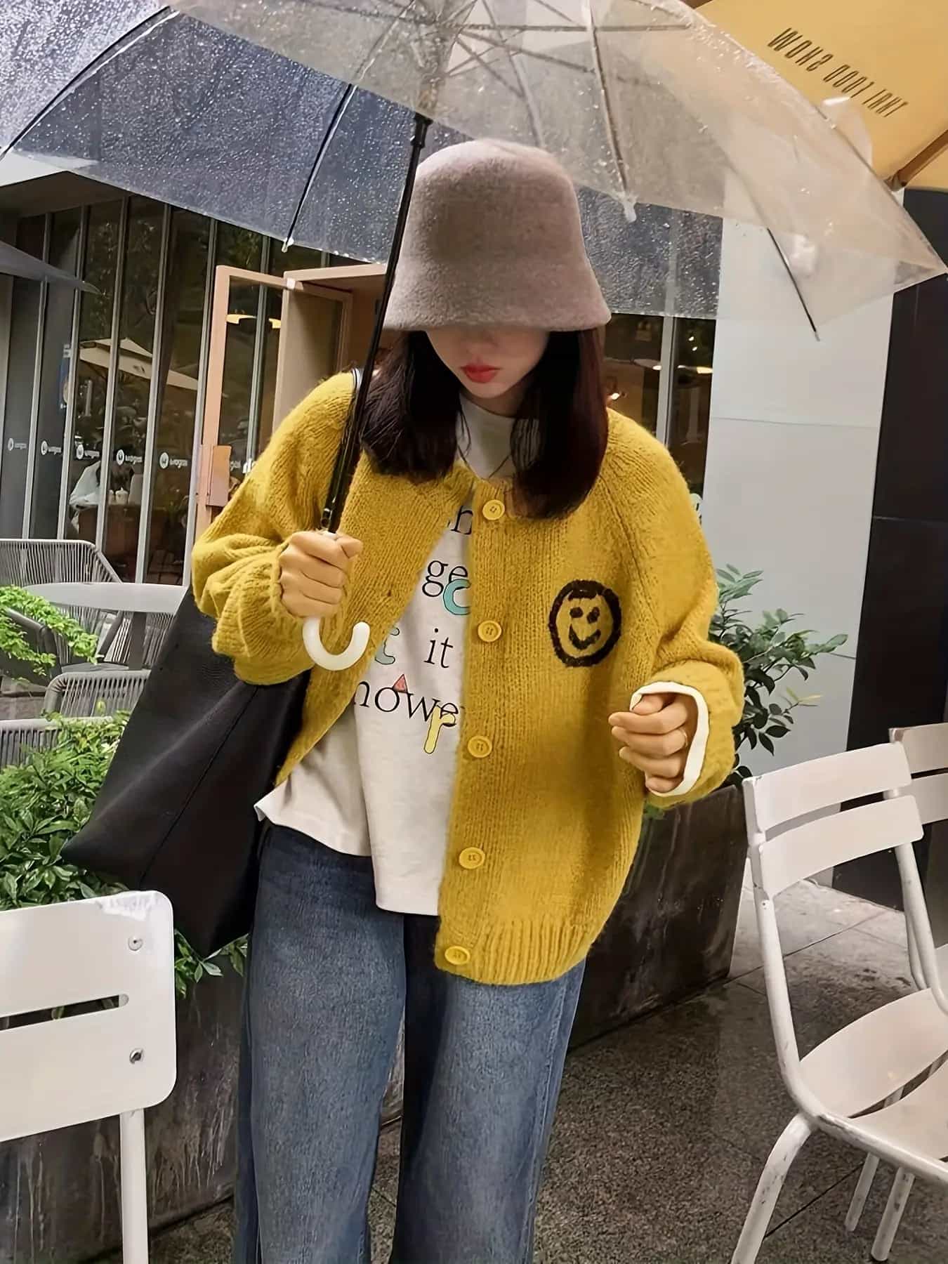 【全店30％OFF引き換え証】【ニコお父ちゃん】 ジレー レディース 春 秋 冬 編み物 羽織り トップス 労働者の一団のど首 丸首 前食い違い 名取り草 スウェーター ニットカーデ 長袖 朦々たる ゆったり 厚地の外套大きさ ビッグ影ぼうし 韓国流行り物 カジュア