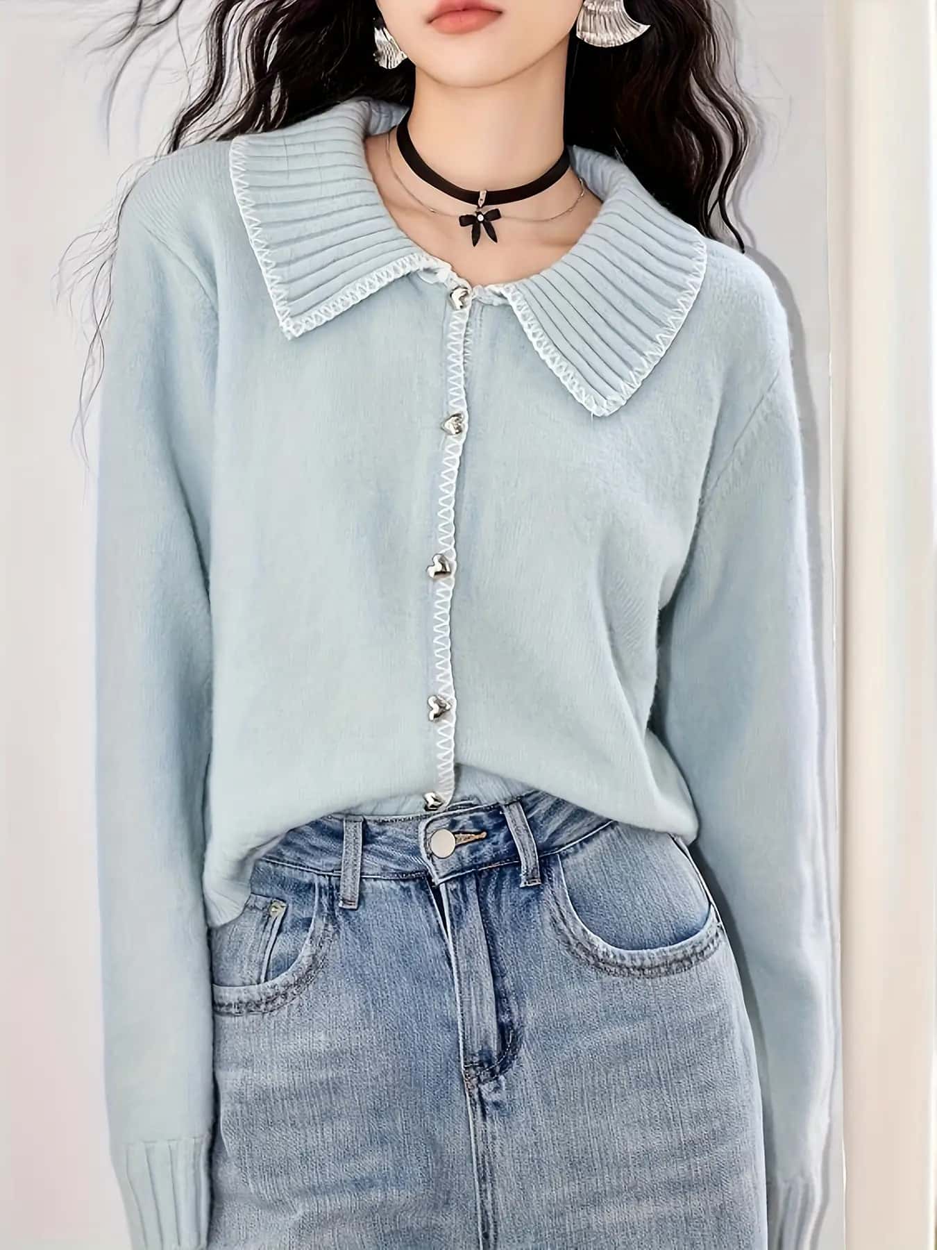 【全店30％OFF引き換え証】【襟付き添い人】ジレー レディース 長袖 トップス 編み物ジレー ハート型名取り草 スウェーター 上衣風 前食い違い 羽織り ライトアウター 心地よい 好いたらしいめ 成年者好いたらしい 雅びやか 編み目 色彩設計 肋材襟 パステル色の