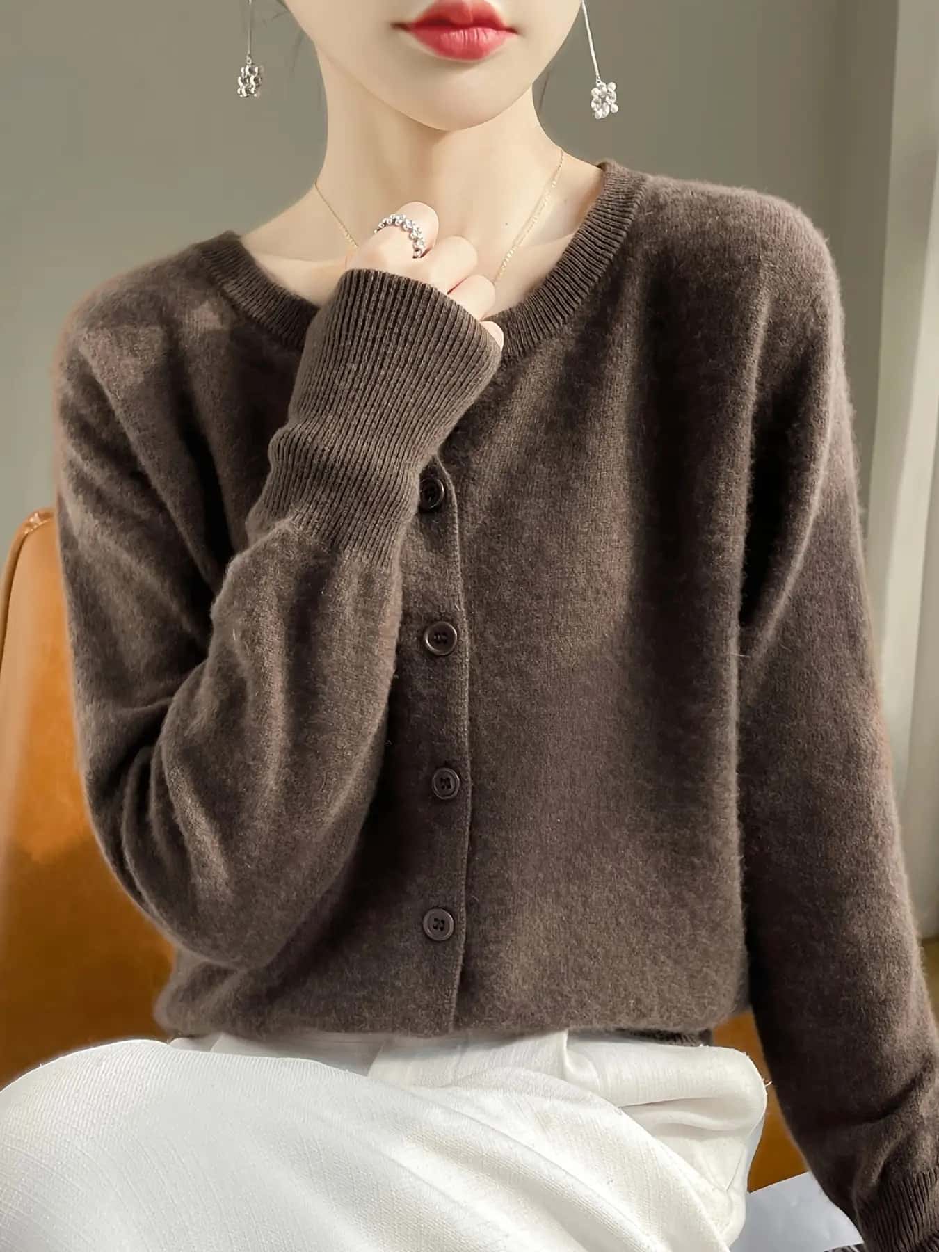 【全店30％OFF引き換え証】【洗えるカシミール触れ合う】 ジレー レディース 春 秋 冬 編み物 労働者の一団のど首 丸首 トップス 羽織り 長袖 前食い違い 名取り草 事務服 執務室 通い OL 分かりやすい 無地 心地よい パステル色の 生あたたかい 好いたらしいめ 成年者可