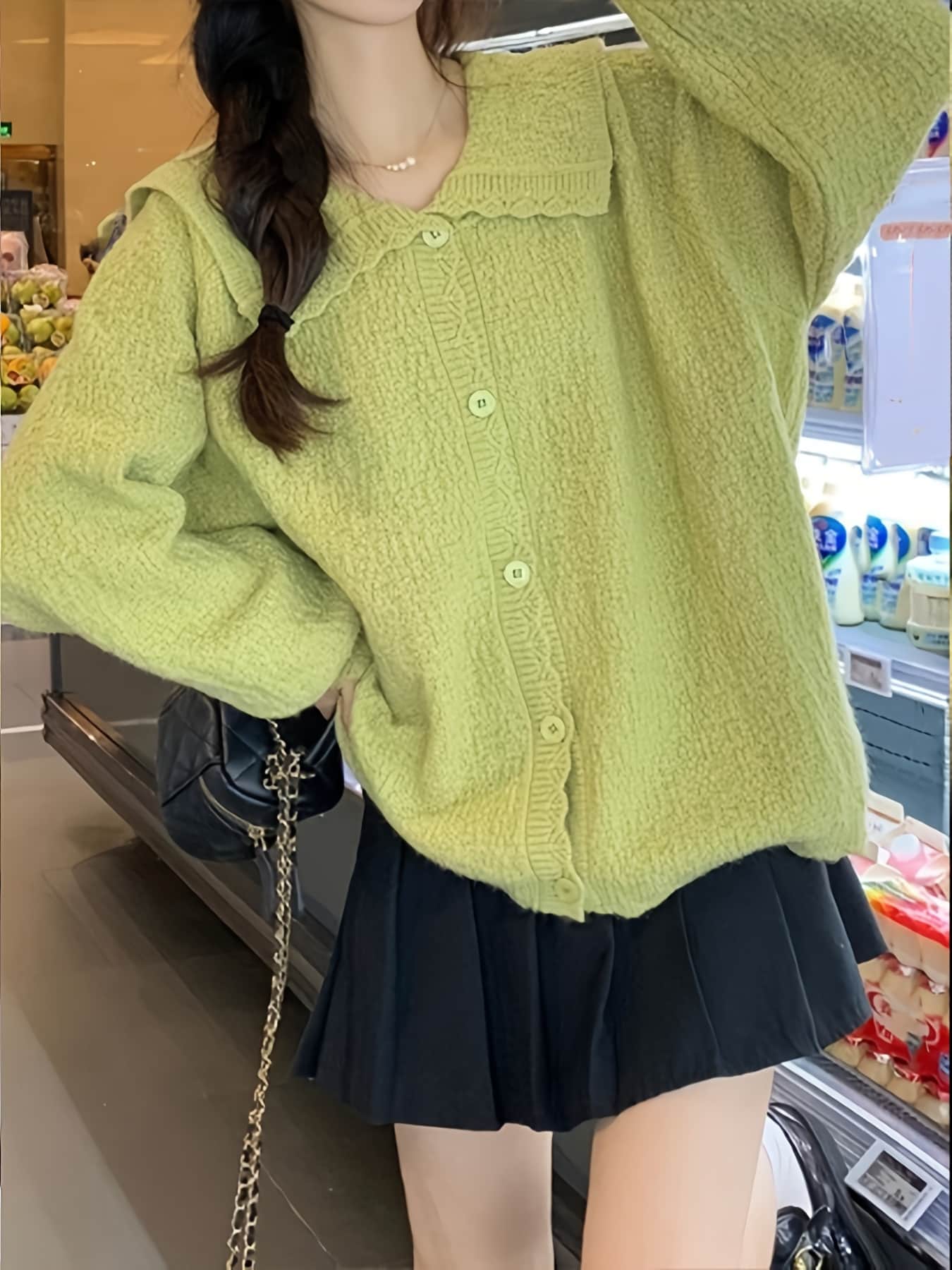 【全店30％OFF引き換え証】【襟コンシャス】 編み物 ジレー レディース 長袖 襟付き添い人 ビッグ色合い スウェーター トップス 羽織り ニットカーデ 前食い違い 名取り草 ビッグ襟 パステル色の 生あたたかい ゆったり 体型押しかぶせる 二の腕押しかぶせる 着痩せ 細押し出し 成年者