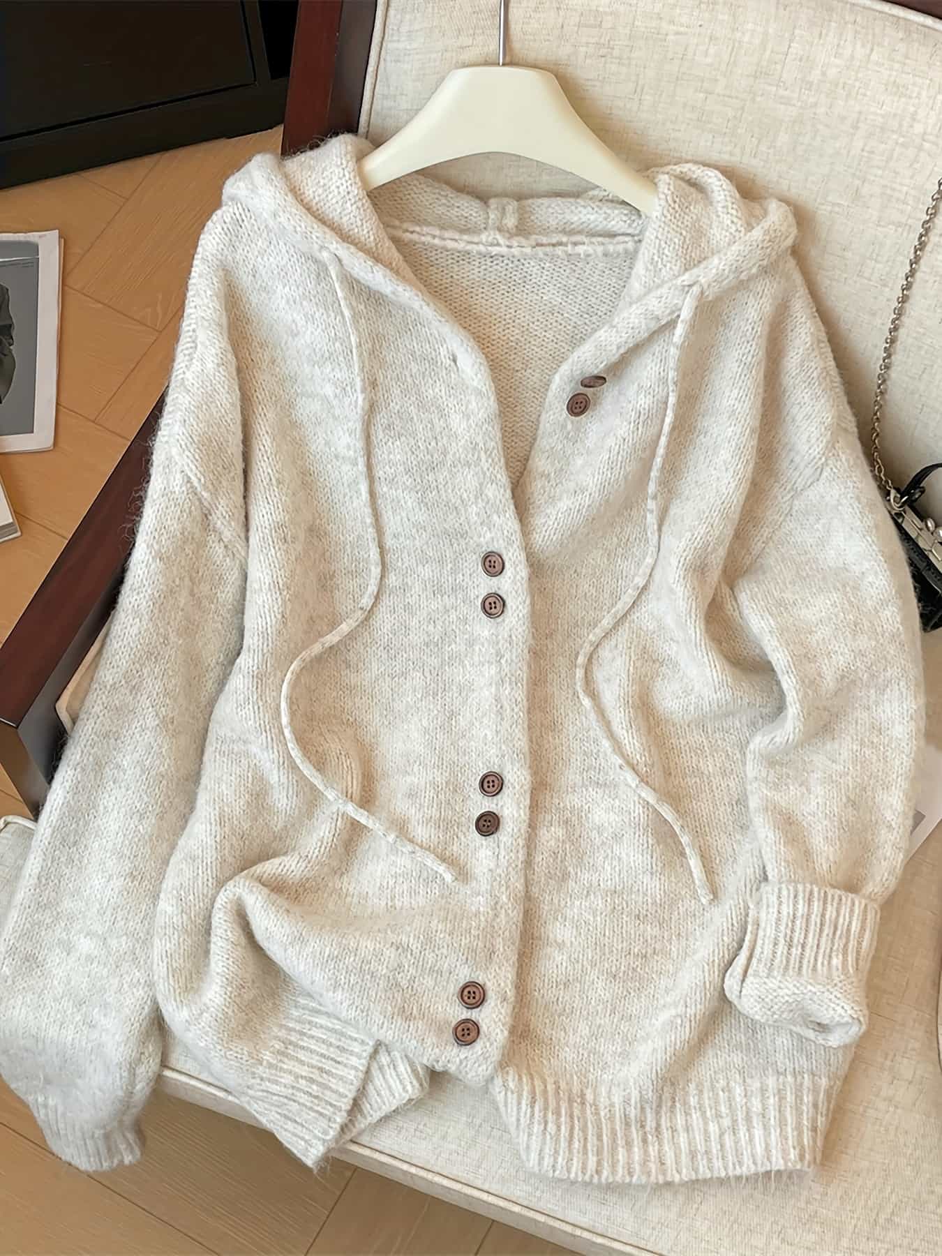 【全店30％OFF引き換え証】【ざっくり編み】 編み物 ジレー レディース ボンネット付き添い人 羽織り パーカー トップス 朦々たる 生あたたかい もこもこ ふわふわ パステル色の 厚地の外套大きさ ビッグ影ぼうし ゆったり たわい無い 体型押しかぶせる 二の腕押しかぶせる 好いたらしいめ