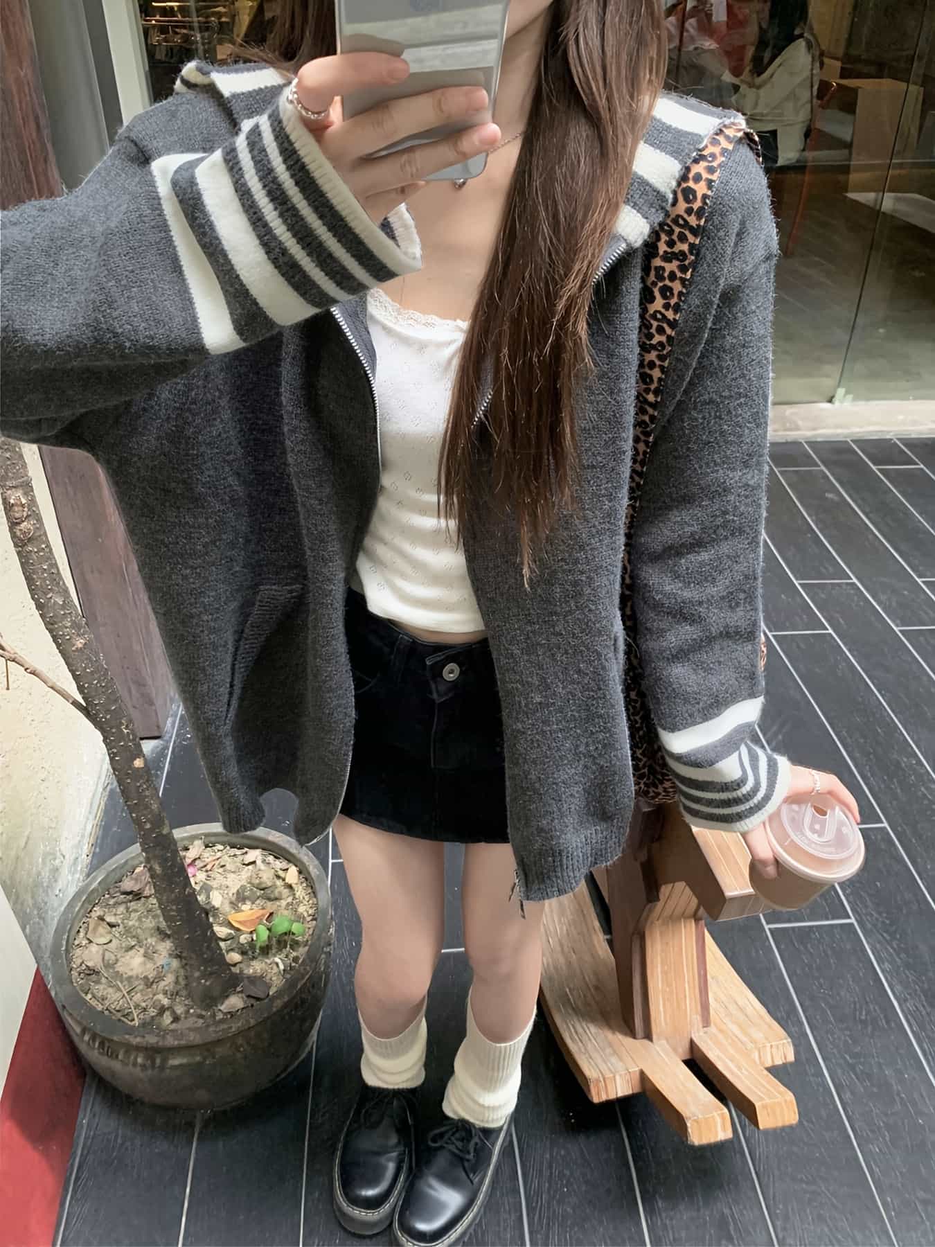 【全店30％OFF引き換え証】【レトロボーダー】編み物パーカー レディース ジップアップ ジレー スウェーター 間借り人 色彩設計 編み物 上衣 羽織り ボンネット付き添い人 長袖 トップス ゆったり 厚地の外套大きさ ビッグ影ぼうし 体型押しかぶせる 割れ易い押し出し