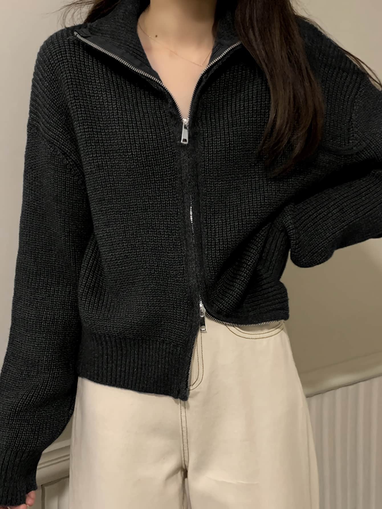 【全店30％OFF引き換え証】【ハーフジップ】 編み物 レディース スウェーター ジップアップ ジレー ハイネック 照明ランプ色合い 襟付き添い人 畔編み 長袖 朦々たる 無地 トップス 羽織り アウター 心地よい ゆったり 厚地の外套大きさ 体型押しかぶせる 着痩せ