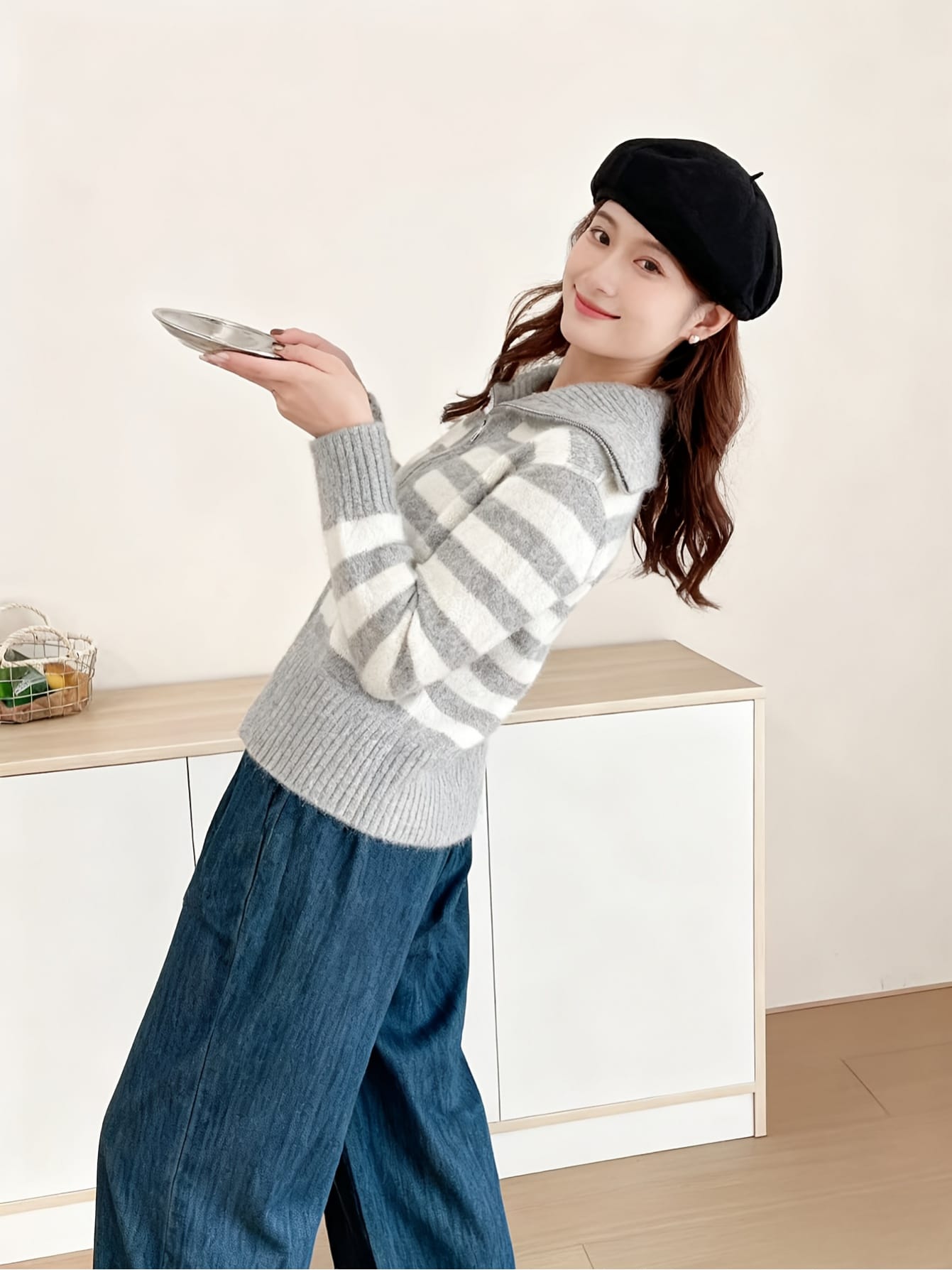 【全店30％OFF引き換え証】【ダブルジップ】 乗り組み員色合い 編み物 間借り人 ジレー レディース スウェーター ハーフジップ 襟付き添い人 襟 トップス 長袖 遊撃手丈 ジップアップ ニットソー パステル色の 論なく論なく 伸ばすこと 伸縮性 ゆったり 体型
