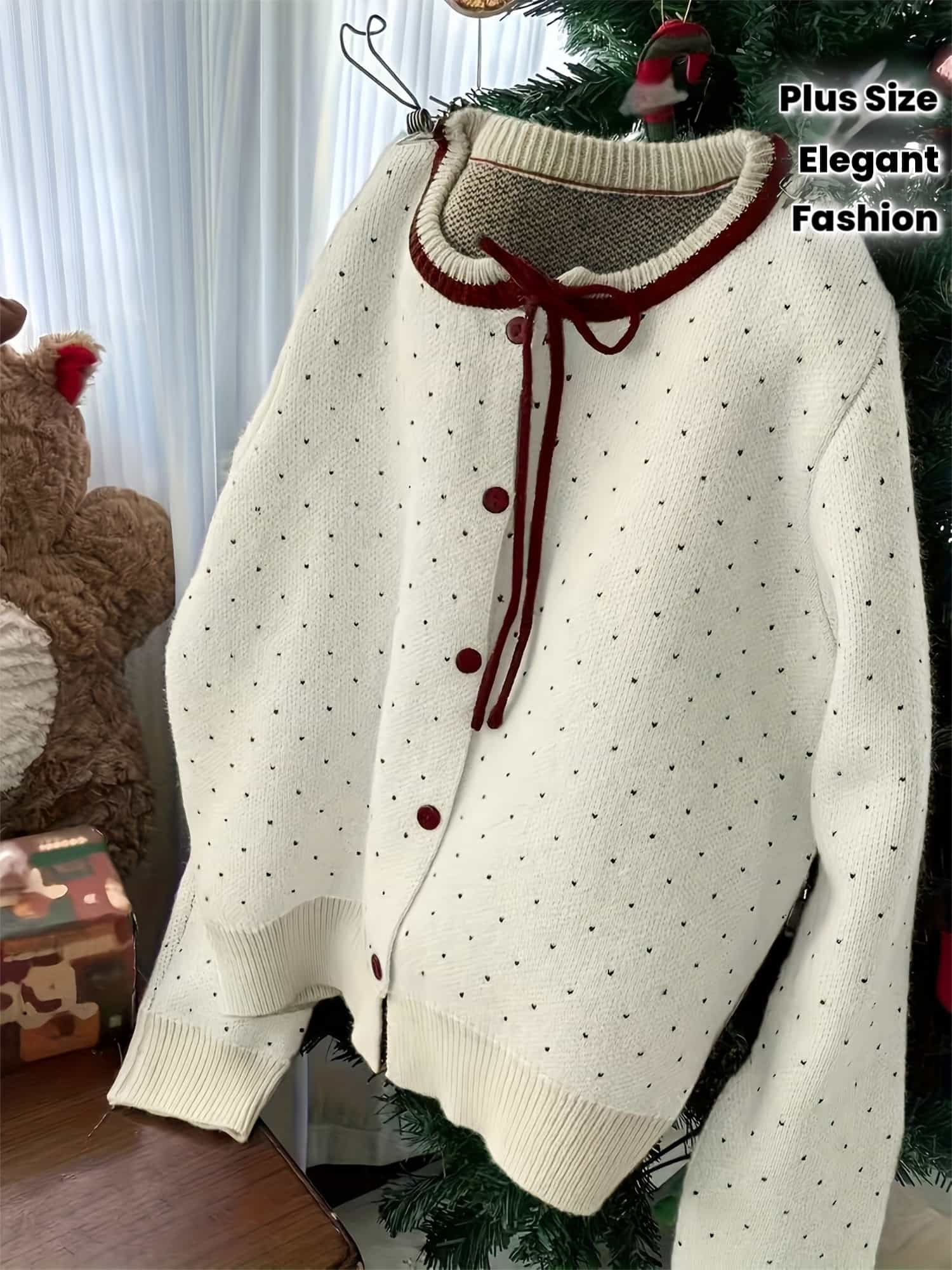 【全店30％OFF引き換え証】【色彩設計シュロの葉】ジレー レディース 編み物 スウェーター 長袖 丸首 労働者の一団のど首 前食い違い 羽織り トップス 点点柄 ハート型柄 レトロ 成年者好いたらしい 好いたらしいめ 生あたたかい 朦々たる ゆったり 気が大きい大きさ 体型押しかぶせる 着痩せ 細見