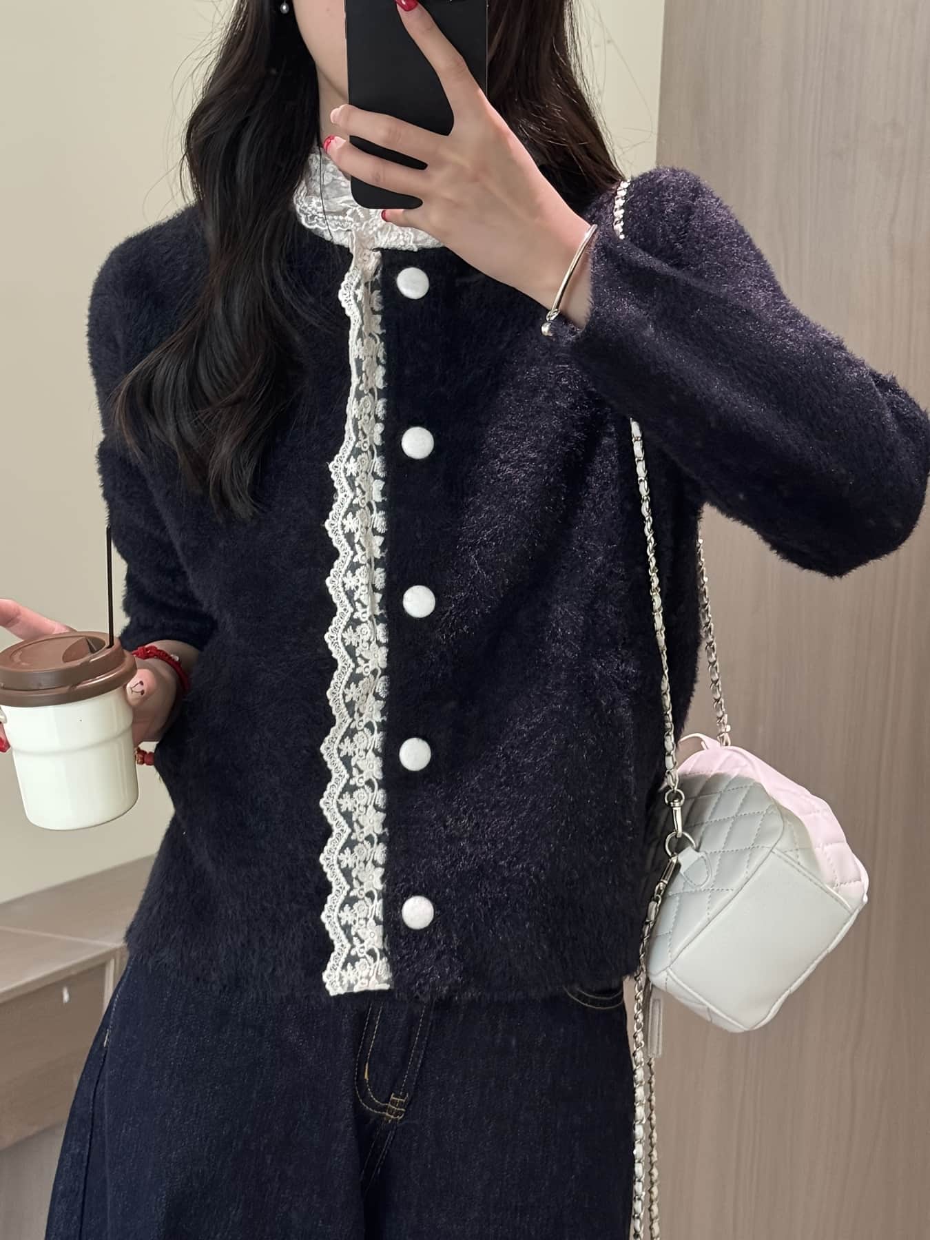 【全店30％OFF引き換え証】【色彩設計スピード競技】ジレー レディース 編み物 シャギーニット トップス 羽織り 丸首 労働者の一団のど首 長袖 色彩設計青写真 スピード競技襟 パール風 名取り草 前食い違い 生あたたかい ふわふわ モヘヤ触れ合う ゆったり 体型押しかぶせる 着痩せ 細見