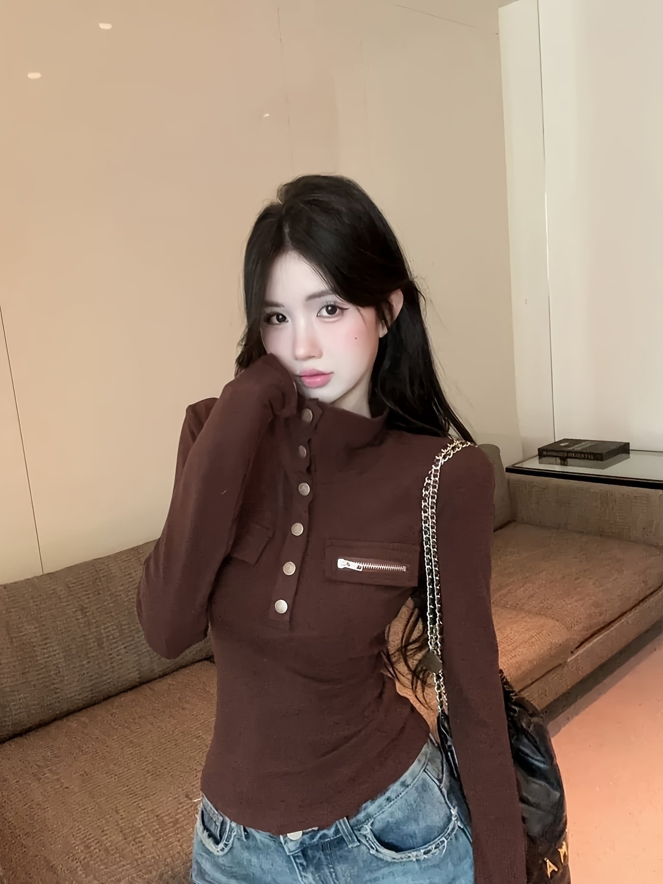 【全店30％OFF引き換え証】【ハイネック】カットソー レディース 長袖 きつい トップス Ｔシャツ 名取り草 ジップ 青写真 ロンT ティーシャツ 肌付き 重ね着 好いたらしいめ 御嬢さん 艶っぽい Y2K 韓国風 流行り物 心地よい 無地 分かりやすい