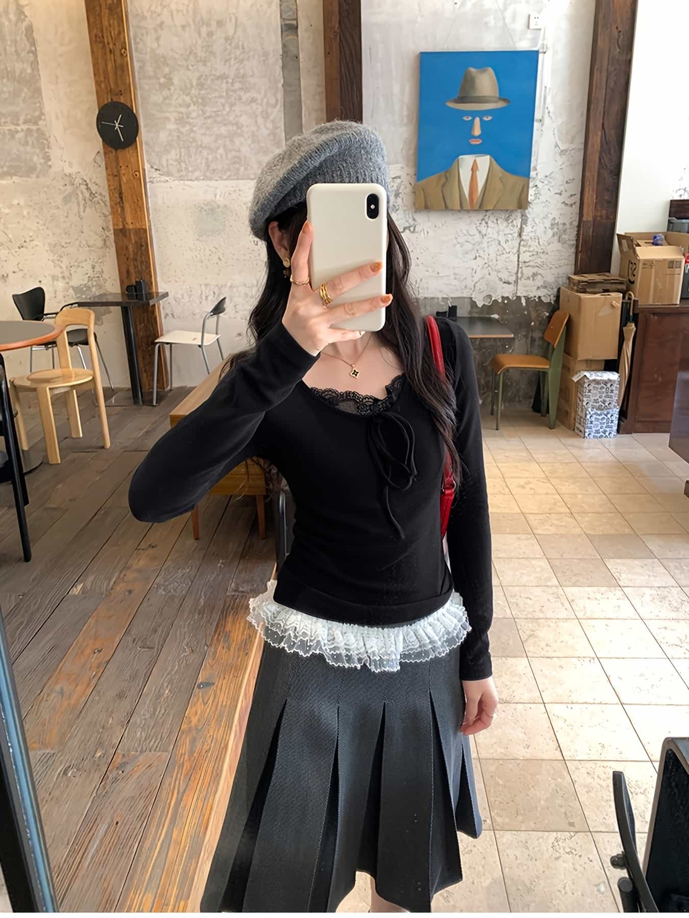 【全店30％OFF引き換え証】【重ね着風】 スピード競技 トップス レディース 長袖 カットソー プルオーバー シュロの葉 肌付き フラウンス うつり変わり 上衣 ロンT ティーシャツ 肋材 裾スピード競技 前胸部スピード競技 無地 黒いこと 黒 白 着痩せ 細押し出し 体型押しかぶせる