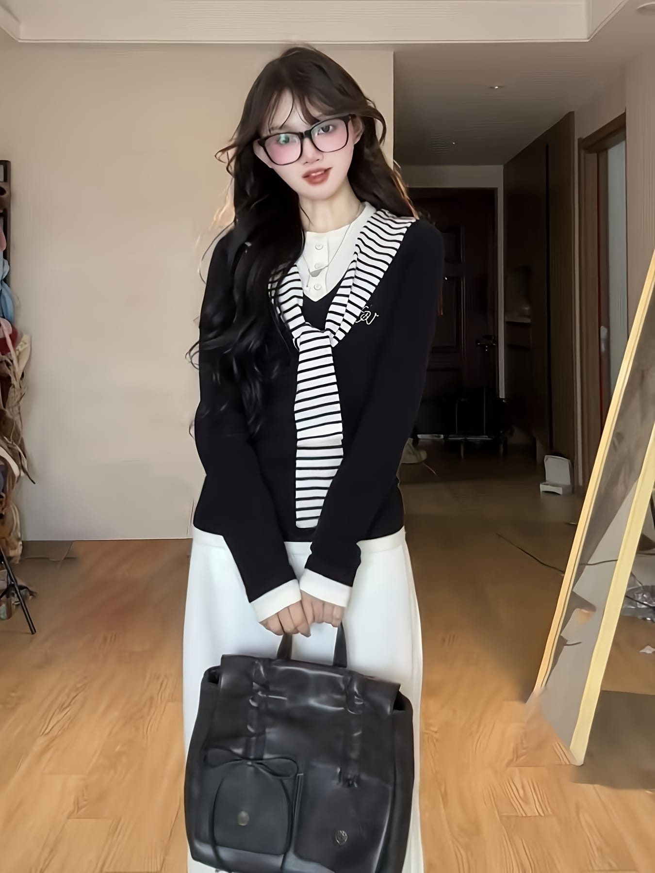 【全店30％OFF引き換え証】【重ね着風】カットソー レディース 間借り人 肩かけ風 トップス 長袖 フェイクレイヤード プルオーバー ロンT 襟付き添い人 翰林院風 色彩設計 バイ色合い 韓国流行り物 成年者好いたらしい 好いたらしいめ 心地よい 体型押しかぶせる 着痩せ 細見え
