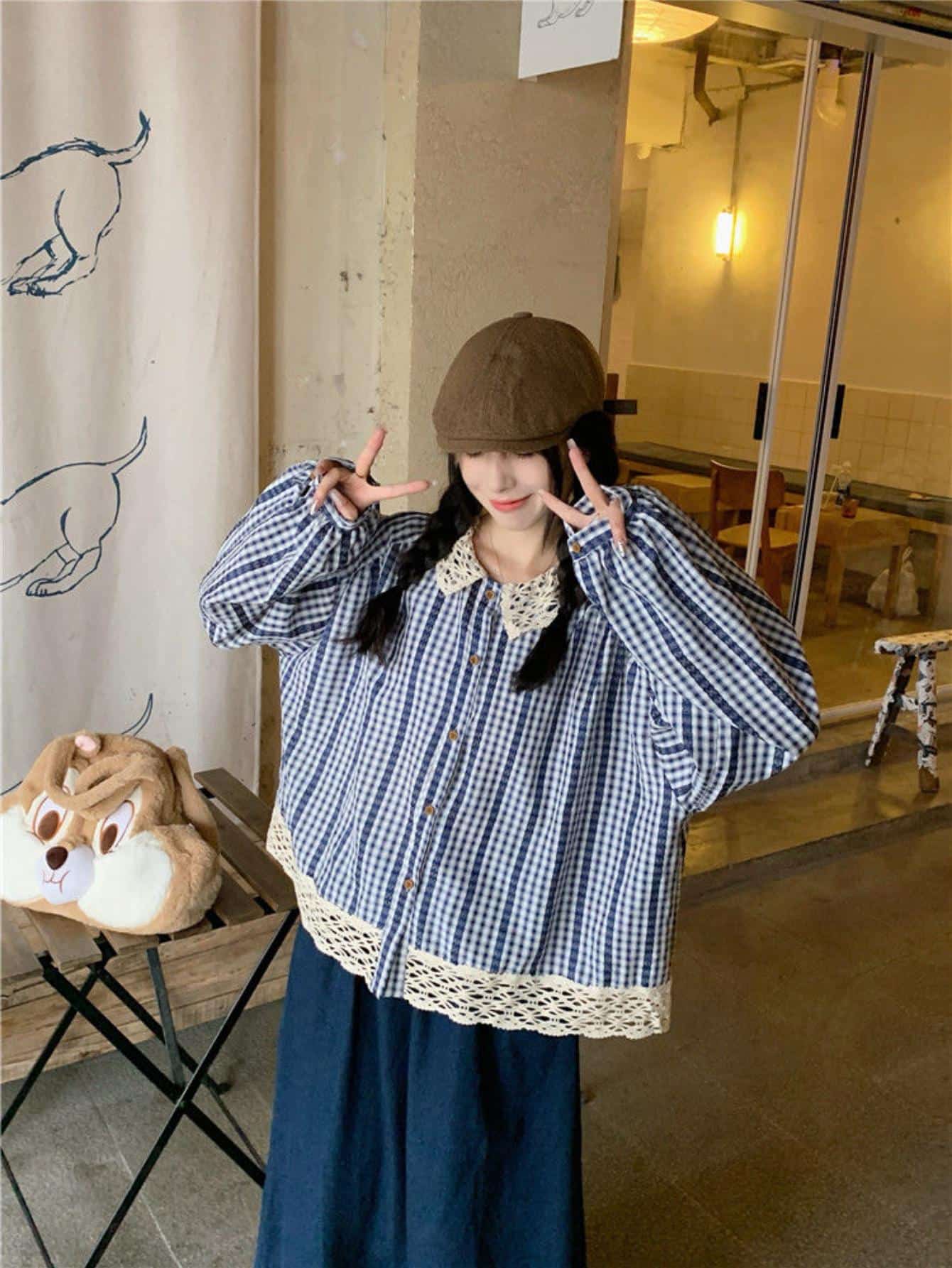 【全店30％OFF引き換え証】【レトロ好いたらしい】 ギンガム読み合わせる トップ レディース プルオーバー 長袖 スピード競技襟 裾スピード競技 トップス 読み合わせる柄 ゆったり 音の大きさ袖 厚地の外套大きさ ビッグ影ぼうし 体型押しかぶせる 着痩せ 森御姉さん 自然的 カジュア
