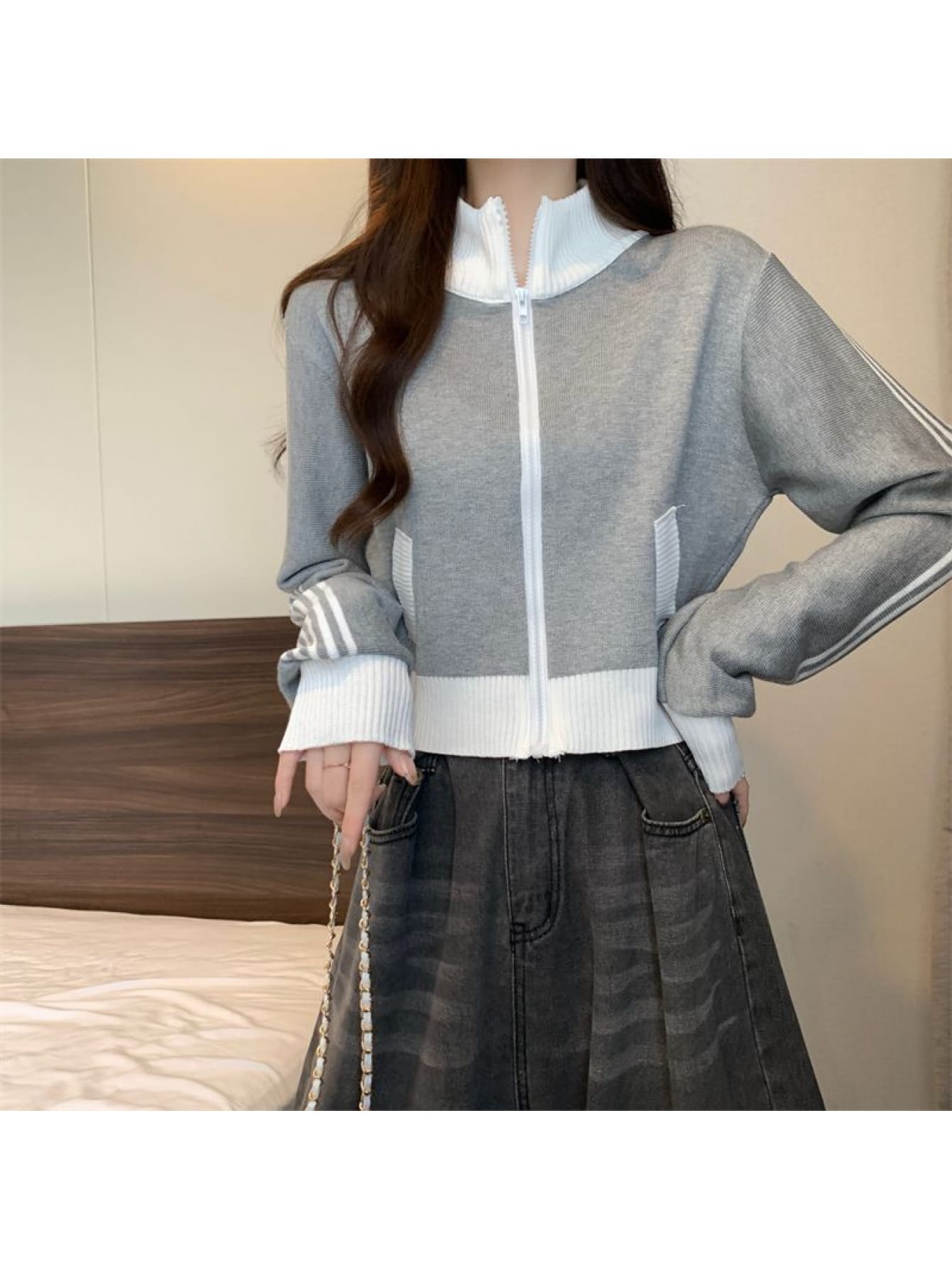 【全店30％OFF引き換え証があり】【色彩設計生産ライン】編み物 上衣 レディース ジップアップ ハイネック 照明ランプ色合い ジレー 上衣 軽アウター 貨物自動車上衣 色彩設計 バイ色合い トップス 長袖 ニットソー 羽織り 前食い違い ゆったり