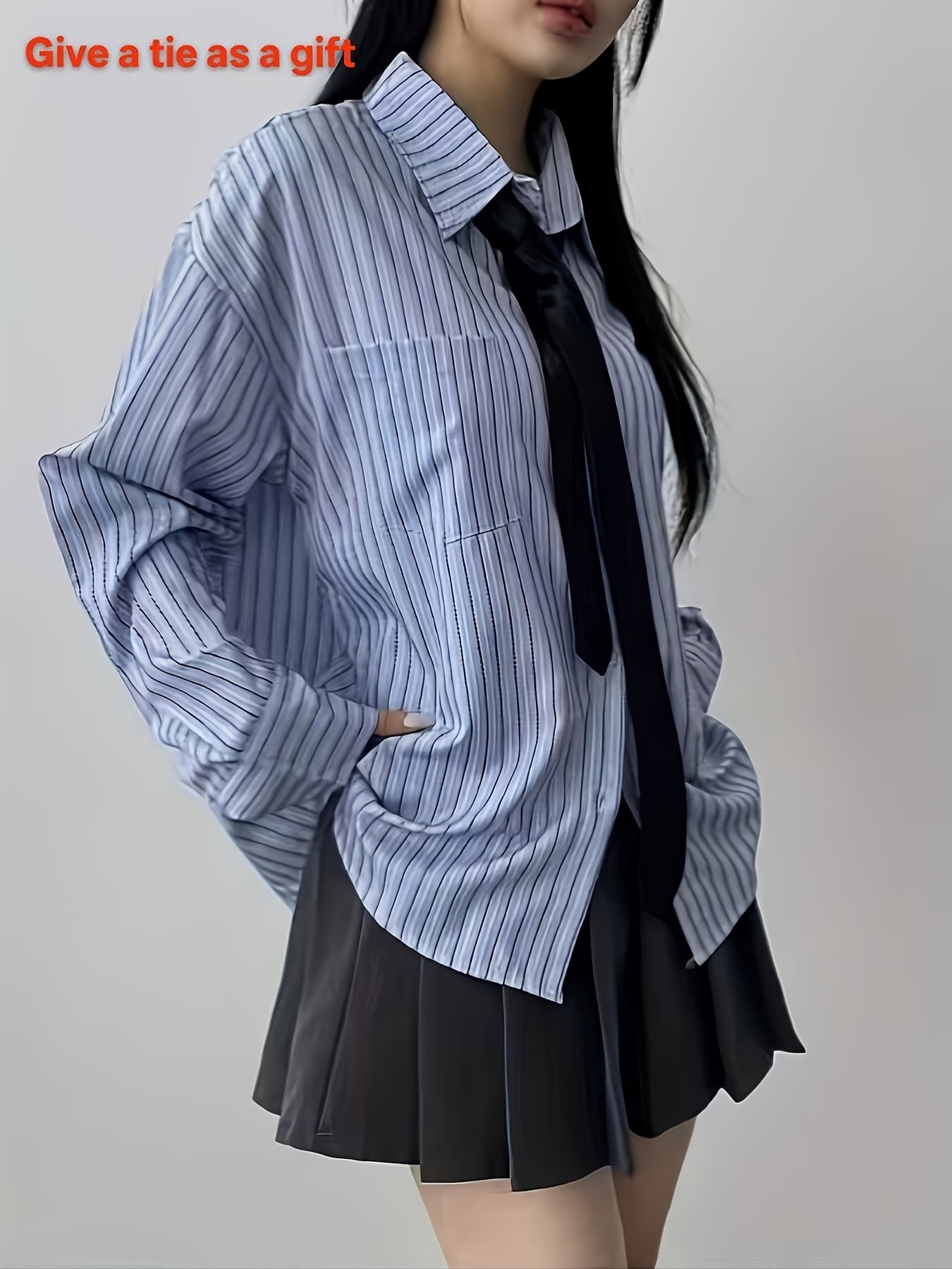 【全店通用25％OFFクーポン】【ネクタイ付き】ストライプ シャツ ブラウス レディース 長袖 オーバーサイズ ビッグシルエット ゆったり 襟付き 羽織り 薄手 体型カバー 着痩せ 華奢見え 抜け感 冷房対策 日焼け対策 カジュアル 韓国 ストリート｜大森麗萱 9,418円