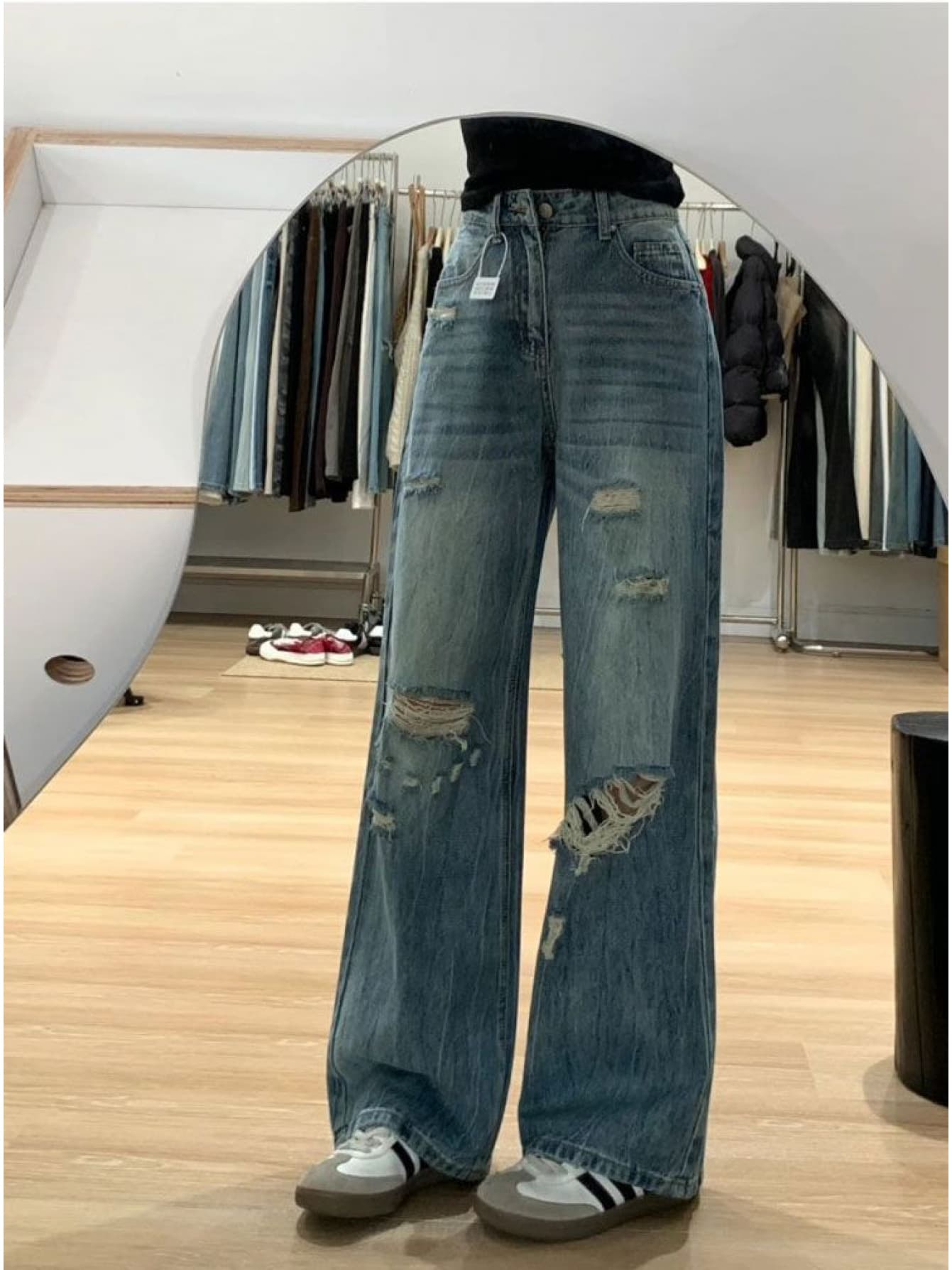 【全店30％OFF引き換え証】【不都合産業】ジーンズ ズボン下 レディース デニム 広広としたズボン下 引っ切り無い ジーパン 衝突 御機嫌酉の方角 ズボン ロングズボン下 ボトムス 体型押しかぶせる 着痩せ 脚長 美脚 細押し出し 気が大きい大きさ ゆる 抜け感 ストリ