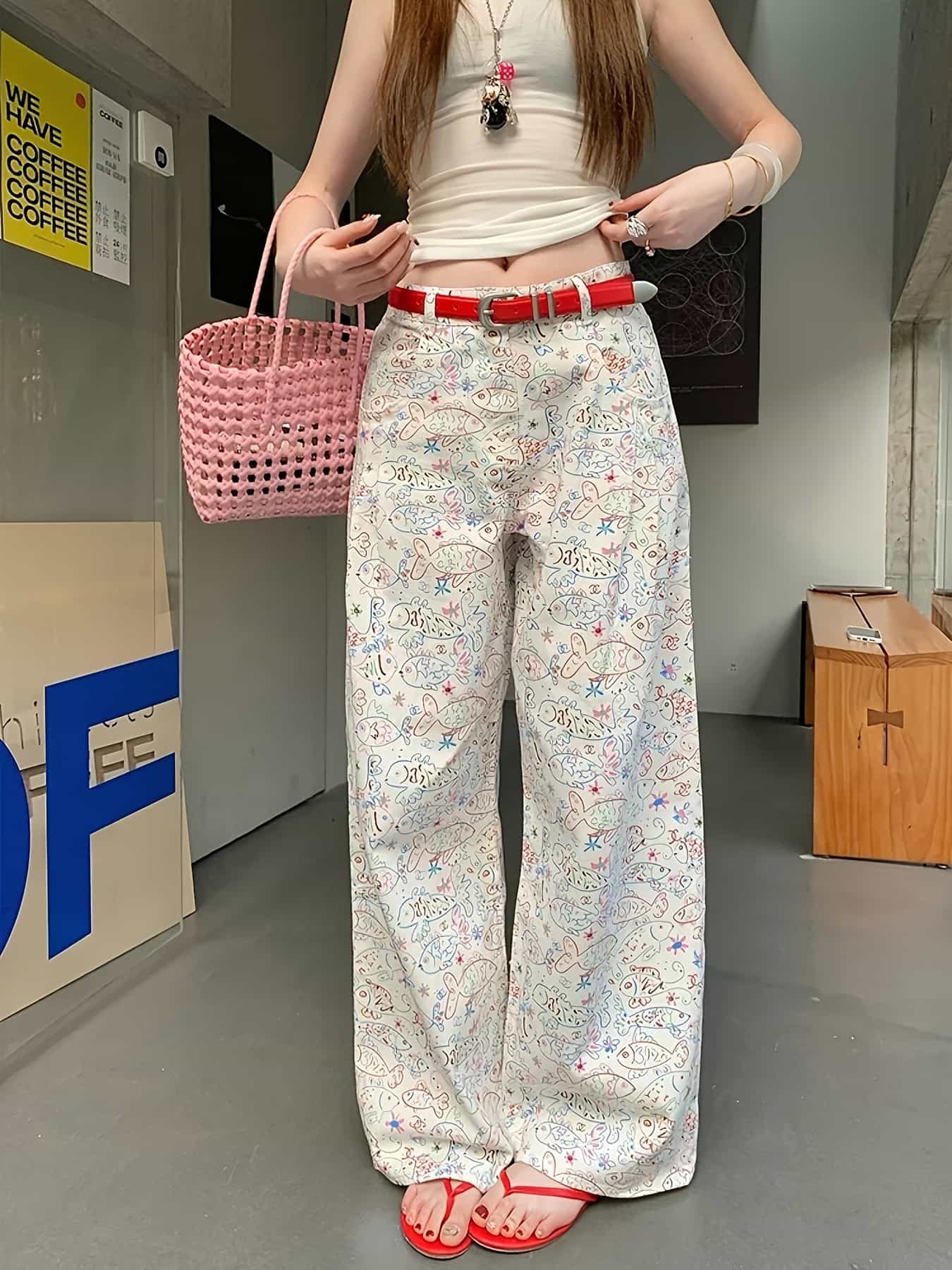 【全店30％OFF引き換え証】【総柄刷り上げる】 ジーンズ 広広としたズボン下 レディース デニム 御機嫌酉の方角 引っ切り無い ジーパン ボトムス ズボン ロングズボン下 総柄 ジーンズズボン下 ゆったり 体型押しかぶせる 脚長成り行き 美脚 着痩せ 心地よい 表どおり Y