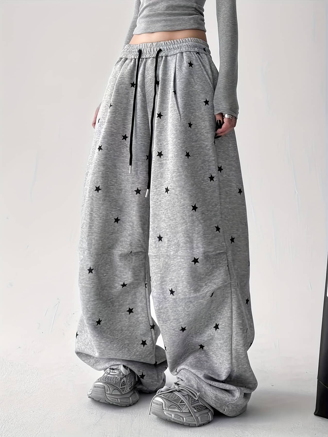 【全店30％OFF引き換え証】【星柄青写真】スウェットパンツ レディース 広広としたズボン下 星 はやりっ児 刷り上げる ボトムス ズボン ロングズボン下 イージーパンツ 酉の方角天然ゴム ドロ同盟罷工 ゆったり 体型押しかぶせる 着痩せ 脚長 美脚 たわい無い Y2K 表どおり