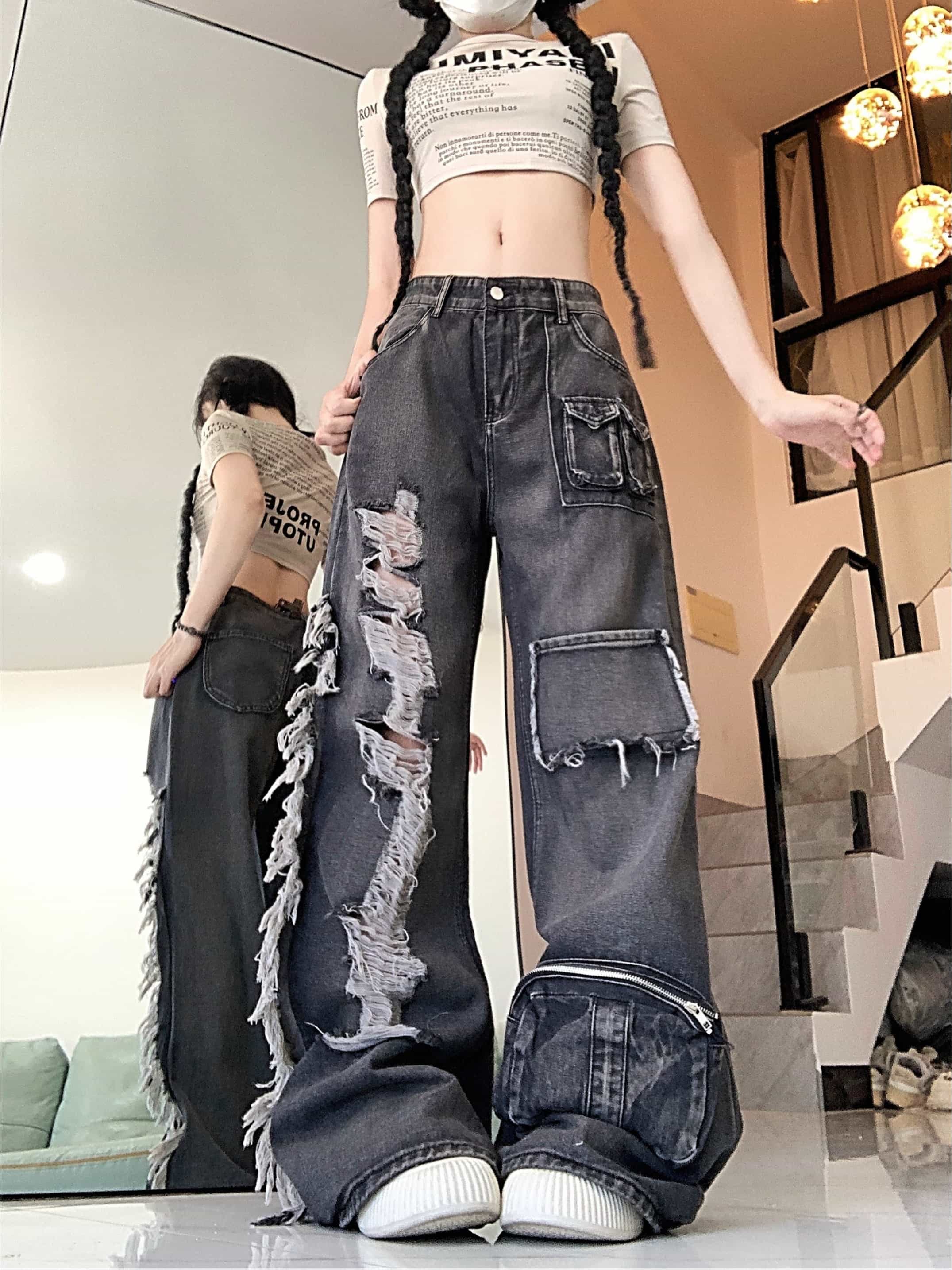 【全店30％OFF引き換え証】【不都合産業】 ジーンズズボン下 レディース メンズ デニム 広広としたズボン下 不都合 ジーパン 衝突 バギーパンツ 細工物ズボン下 カーゴパンツ パッチワーク うつり変わり ヴィンテージ風 アメカジ 表どおり系 ハイウエ