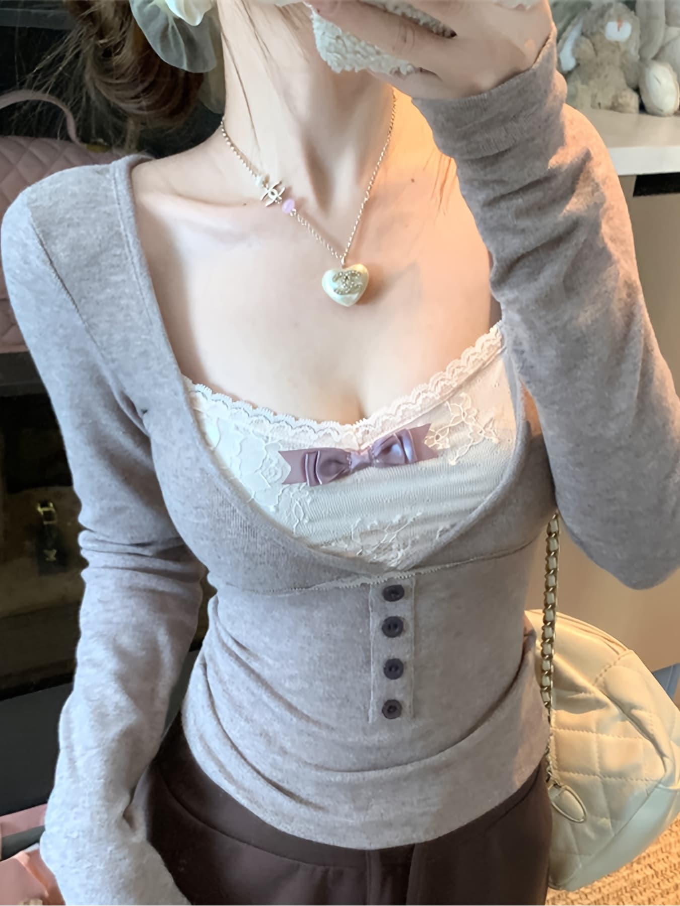 【全店30％OFFクーポンがあり】カットソー レディース 長袖 シアー トップス オフショルダー ｔシャツ ロンｔ 日焼け防止 紫外線対策 ＵＶケア 総柄 星柄 プリント スリム 細見え 体型カバー カジュアル ギャル 韓国 ファッション｜大森麗萱