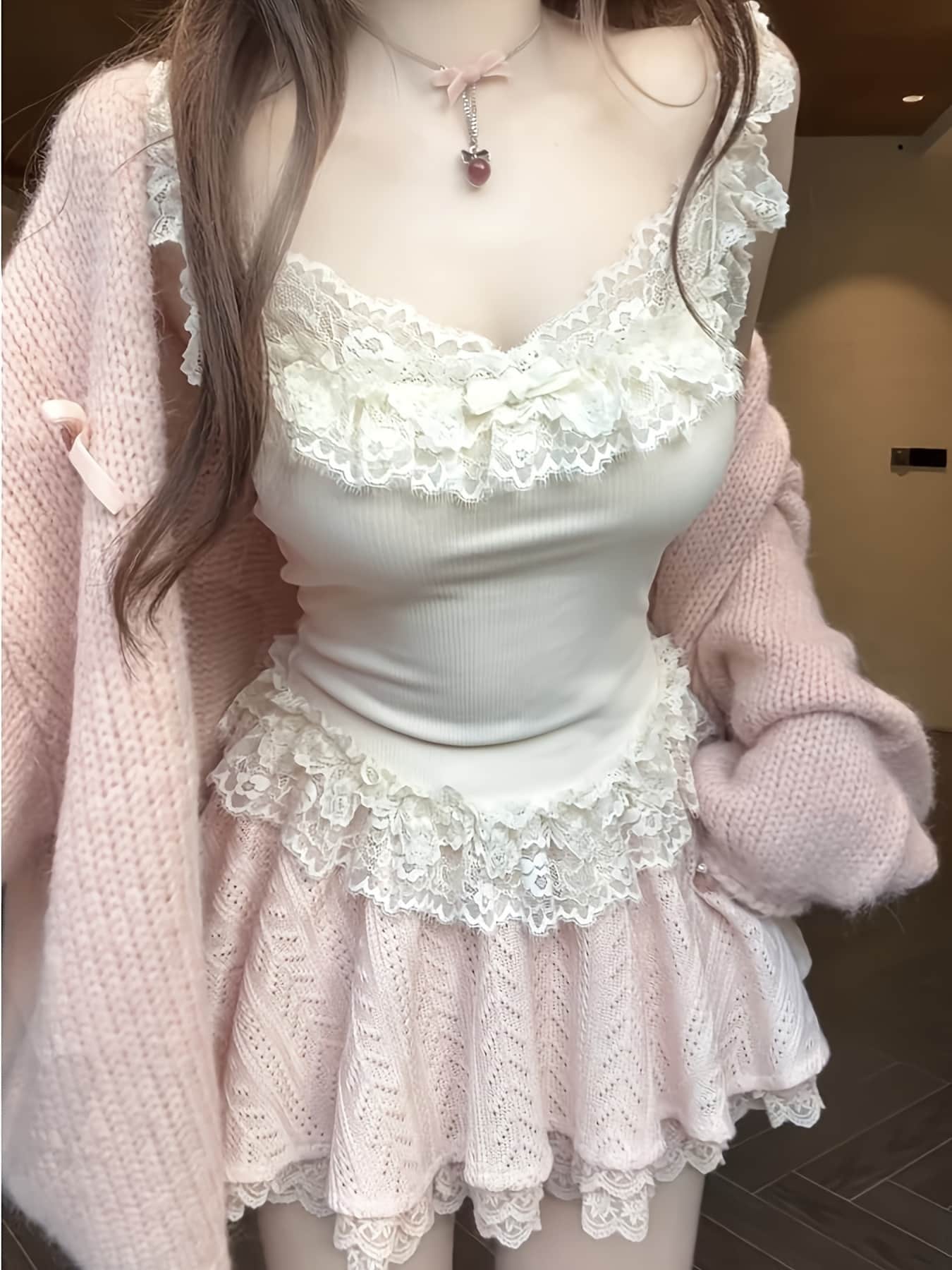 【全店30％OFF引き換え証】【2点仕掛ける】 セットアップ レディース キャミソール ミニスカート 仕掛地雷系 量産型 フレンチガーリー スピード競技 フラウンス シュロの葉 ビスチェ トップス きつい スコート 膝上 遊撃手丈 A生産ライン 肋材 清楚 甘め 女子らしい