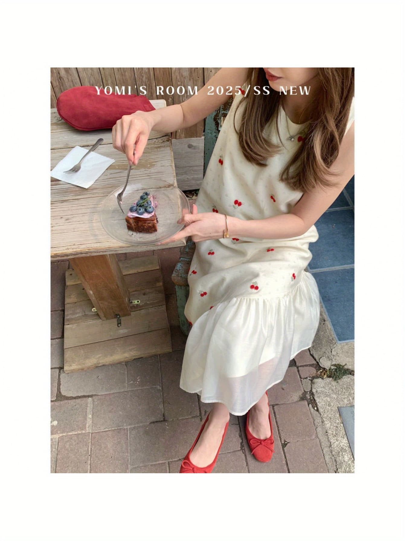 【全店30％OFFクーポン券】【桜んぼう柄】 衣装 レディース 夏 ノースリーブ ロング衣装 さくらんぼ 刺しゅう チュール うつり変わり メッシュ 裾フラウンス A伝達ルート 膝下 ロング マキシ丈 ワンピ 冷やりとした 透け感 成年者好いたらしい 女子らしい 韓国フ