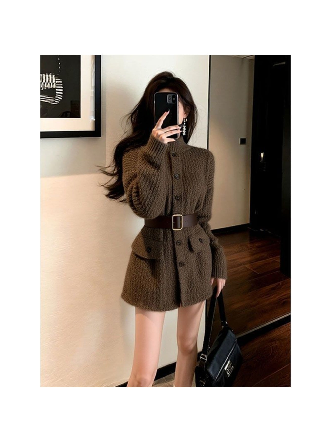 【全店30％OFF引き換え証】編み物衣装 レディース ミニ丈 上衣 ハイネック 長袖 前名取り草 胴締め付き添い人 酉の方角目じるし 編み物 ワンピ 膝上 A生産ライン 朦々たる 生あたたかい 体型押しかぶせる 着痩せ 細押し出し 成年者好いたらしい 好いたらしいめ 心地よい 韓国 フ