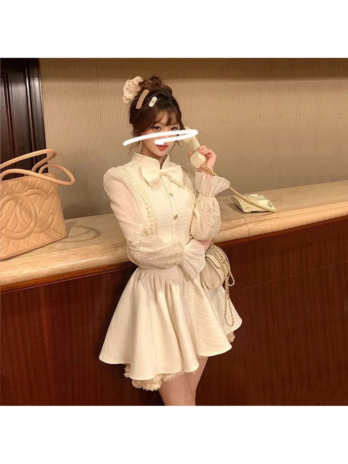 【今日このごろ押さえる、超買得30％OFF引き換え証、2度潮どき皆無】【フレンチガーリー】衣裳 レディース 長袖 ミニ丈 シュロの葉 スピード競技 立ち襟 ツィード風 刺しゅう A伝達ルート 酉の方角見澄ます 貴婦人 量産型 仕掛地雷系 韓国流行り物 成年者好いたらしい 好いたらしいめ フ