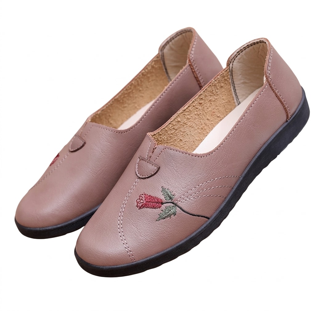 【今日このごろ押さえる、超買得30％OFF引き換え証、2度潮どき皆無】パンプス 亭主もち靴 レディース 置き目毛革 モカシン 刺しゅう 花柄 平べったい 滑っこいシューズ 疲れにくい パステル色の コンフォート 心地よい スリッポン 軽さ 上滑り打ちきり 外反母趾 幅ひろい 通い 仕