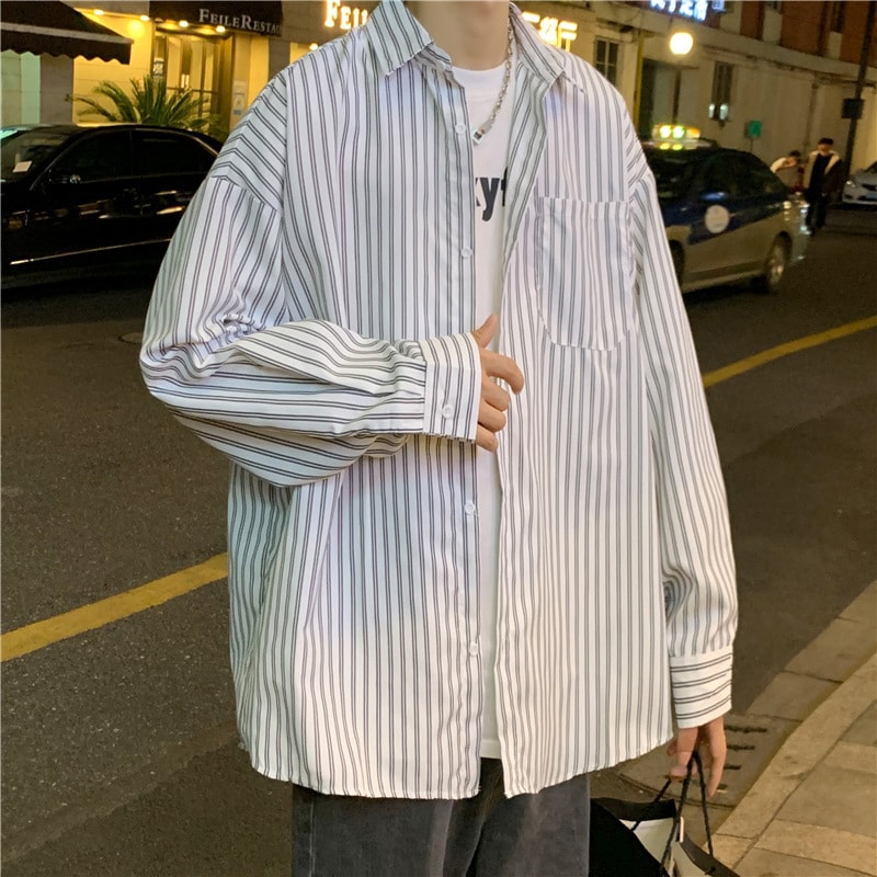 【今日このごろ制限事項、超買得30％OFFクーポン券、2度汐どき皆無】縞模様ティーシャツ メンズ 長袖 大層らしい大いさ ゆったり 流行り物 表どおり系 心地好い 縦縞 ビッグ影ぼうし 羽織り トップス 春 夏 秋 馬鹿でかい大いさ