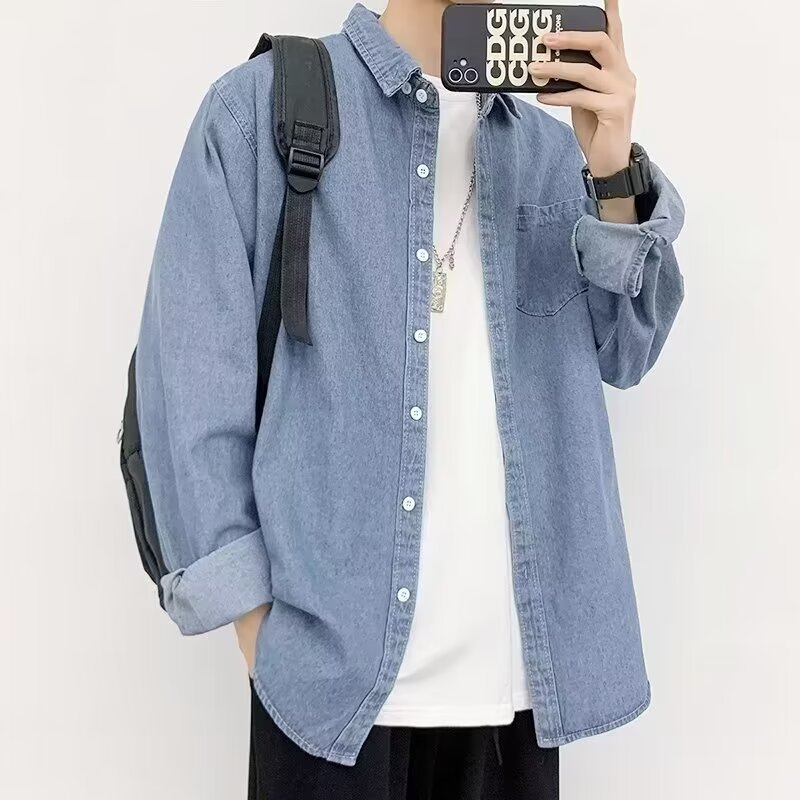 【今日このごろ制限事項、超買得30％OFFクーポン券、2度汐どき皆無】ジーンズティーシャツ メンズ 大層らしい大いさ 長袖 無地 心地好い ウォッシュブルー 表どおり系 春 秋 ビッグ影ぼうし ティーシャツ上衣 ゆったり 羽織り 細工物ティーシャツ パステル色の