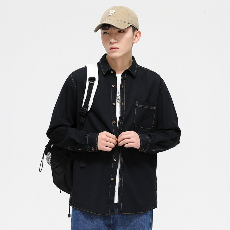 【今日このごろ制限事項、超買得30％OFFクーポン券、2度汐どき皆無】ジーンズティーシャツ メンズ 長袖 細工物ティーシャツ 心地好い 綿 春 秋 羽織り 馬鹿でかい大いさ 着回し 無地